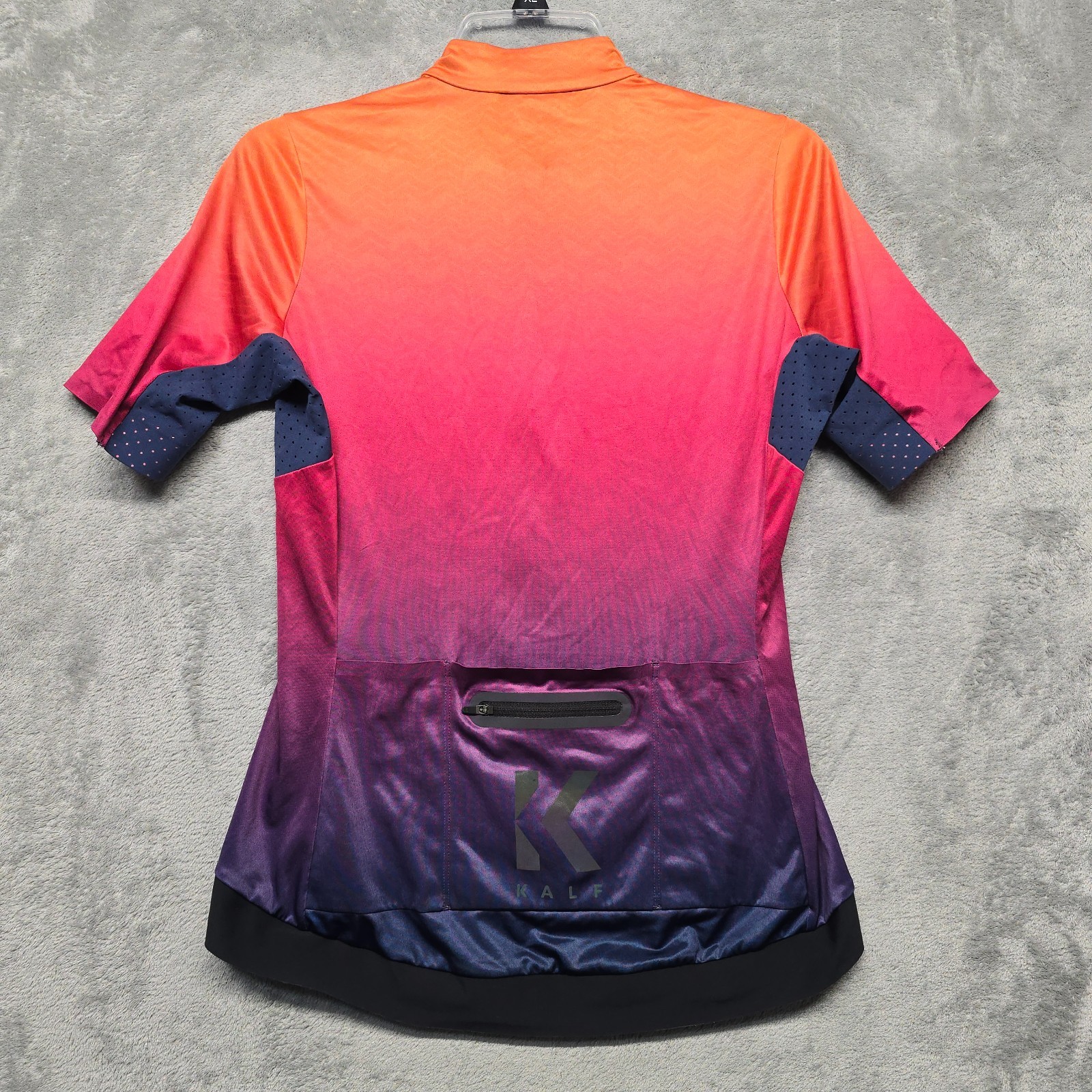 KALF Cycling Jersey Top Womens Sz Large Orange Pink Purple Blue Stretch Breathab