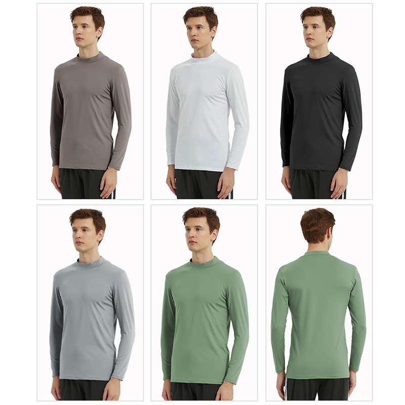 New High Neck Fitness Clothing for Men Spring and Summer Highly Elastic T-Shirt