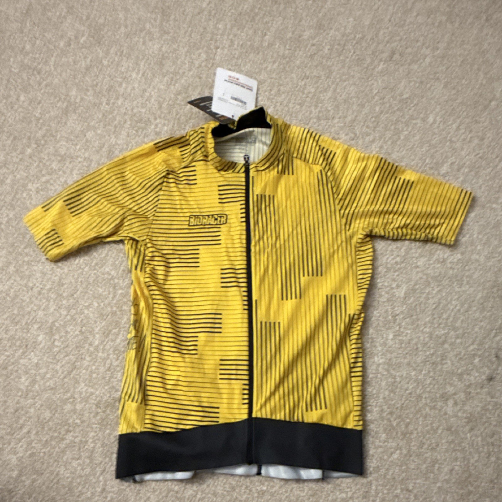 Men’s Bioracer Speedwear Epic Jersey Yellow Black Striped Size L