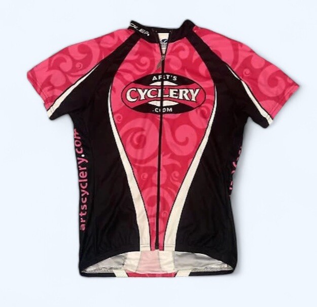 VOLER jersey Womens XL pink black and white short sleeve lightweight full zip