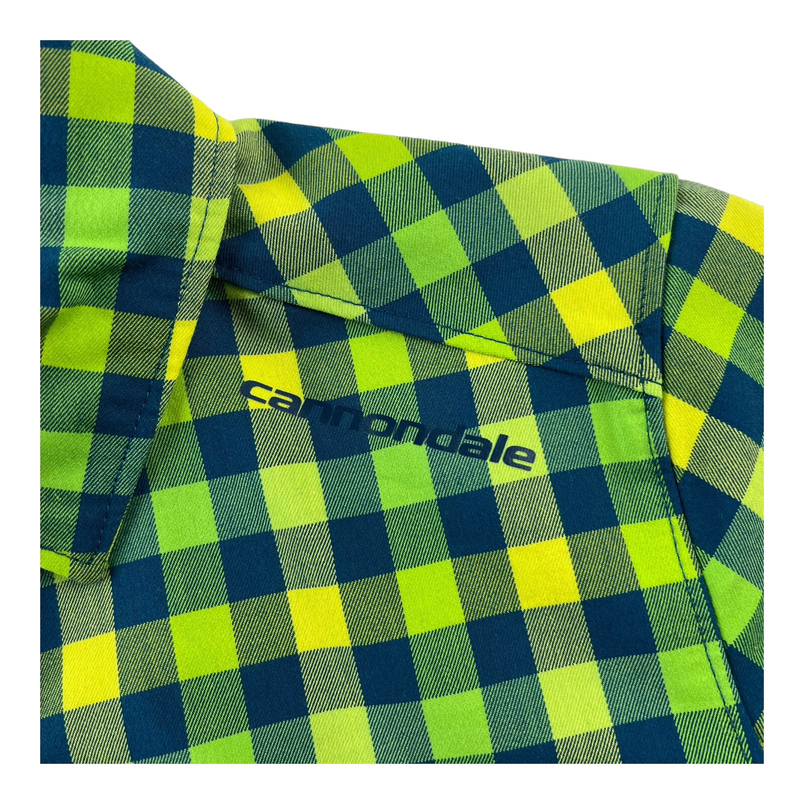 Sugoi Cannondale Green & Blue Check Polyester Blend Snap Up Womens Size Medium M