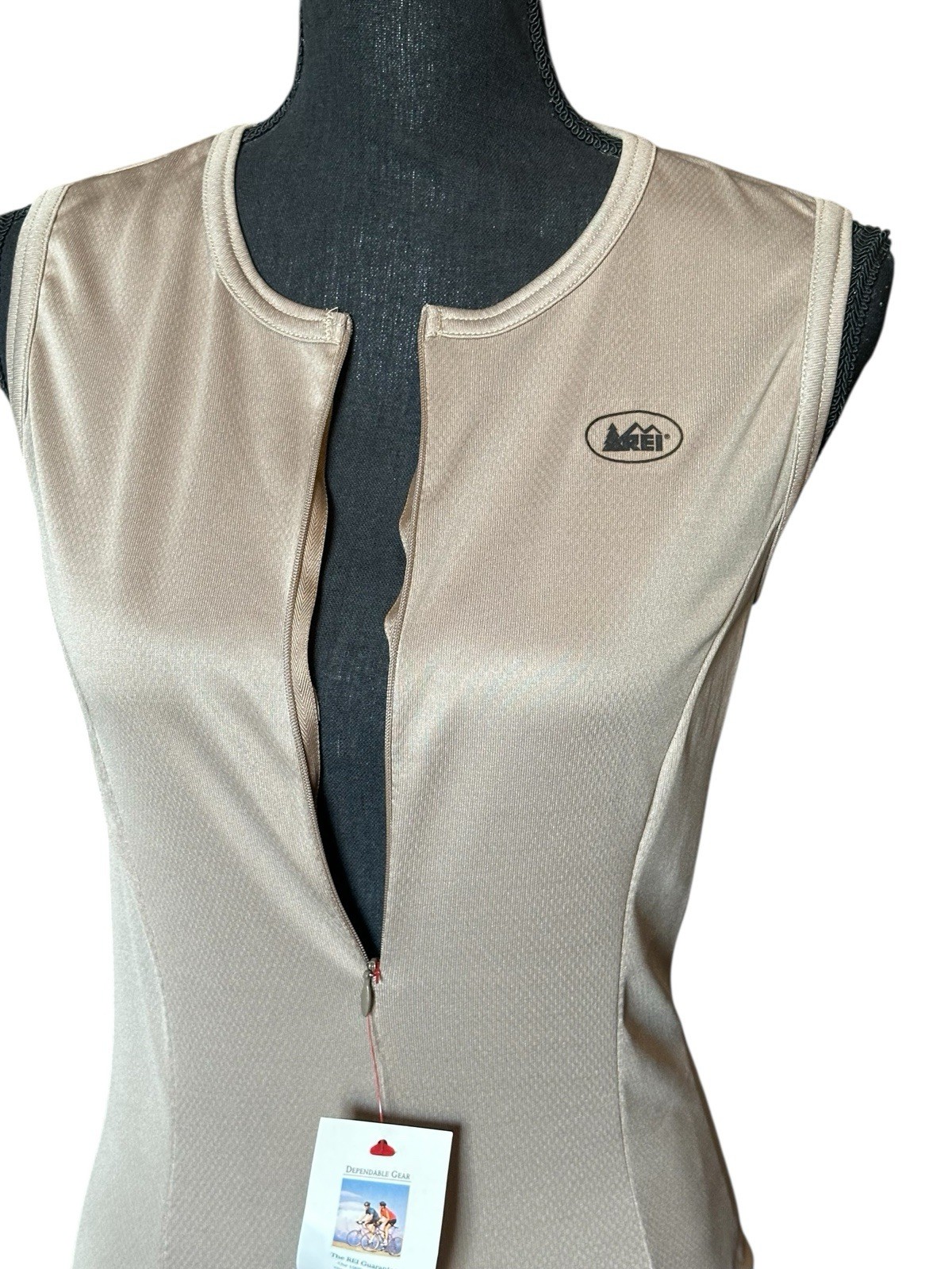 Vintage REI Sleeveless Cycling Jersey Women’s Small NOS USA Camel Green