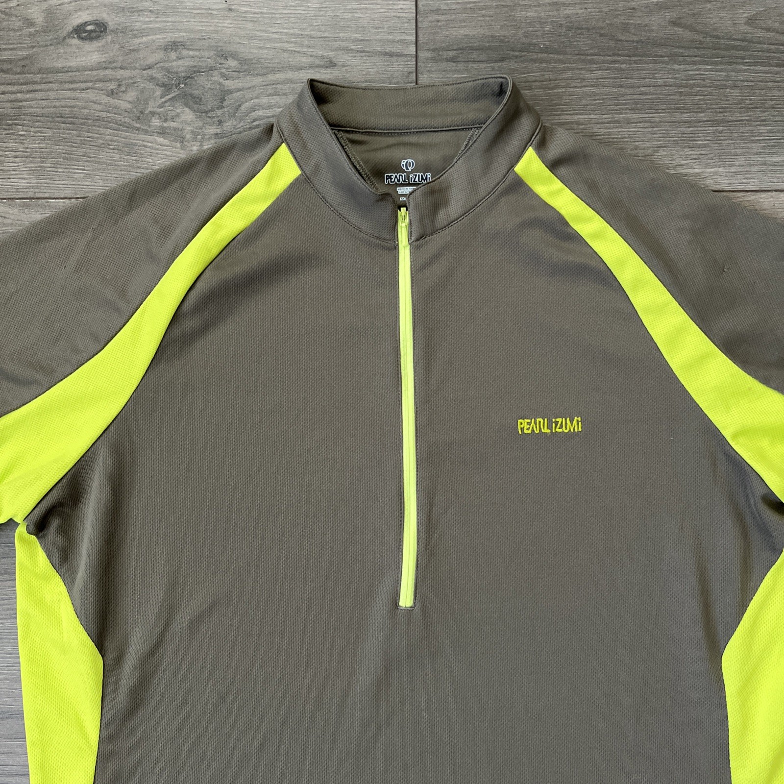 PEARL IZUMI Cycling Jersey Mens M 1/4 Zip Short Sleeve Brown Yellow