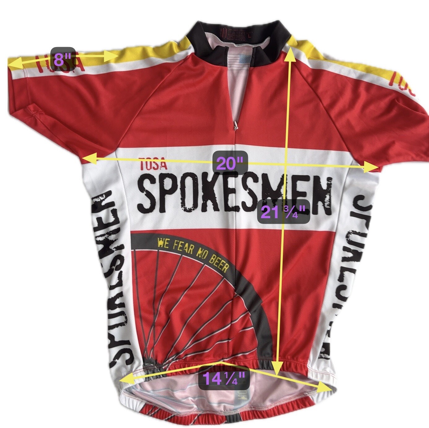 Tosa Spokesmen Zip Cycling Club Jersey Men Large Short Sleeve 3/4 Zip