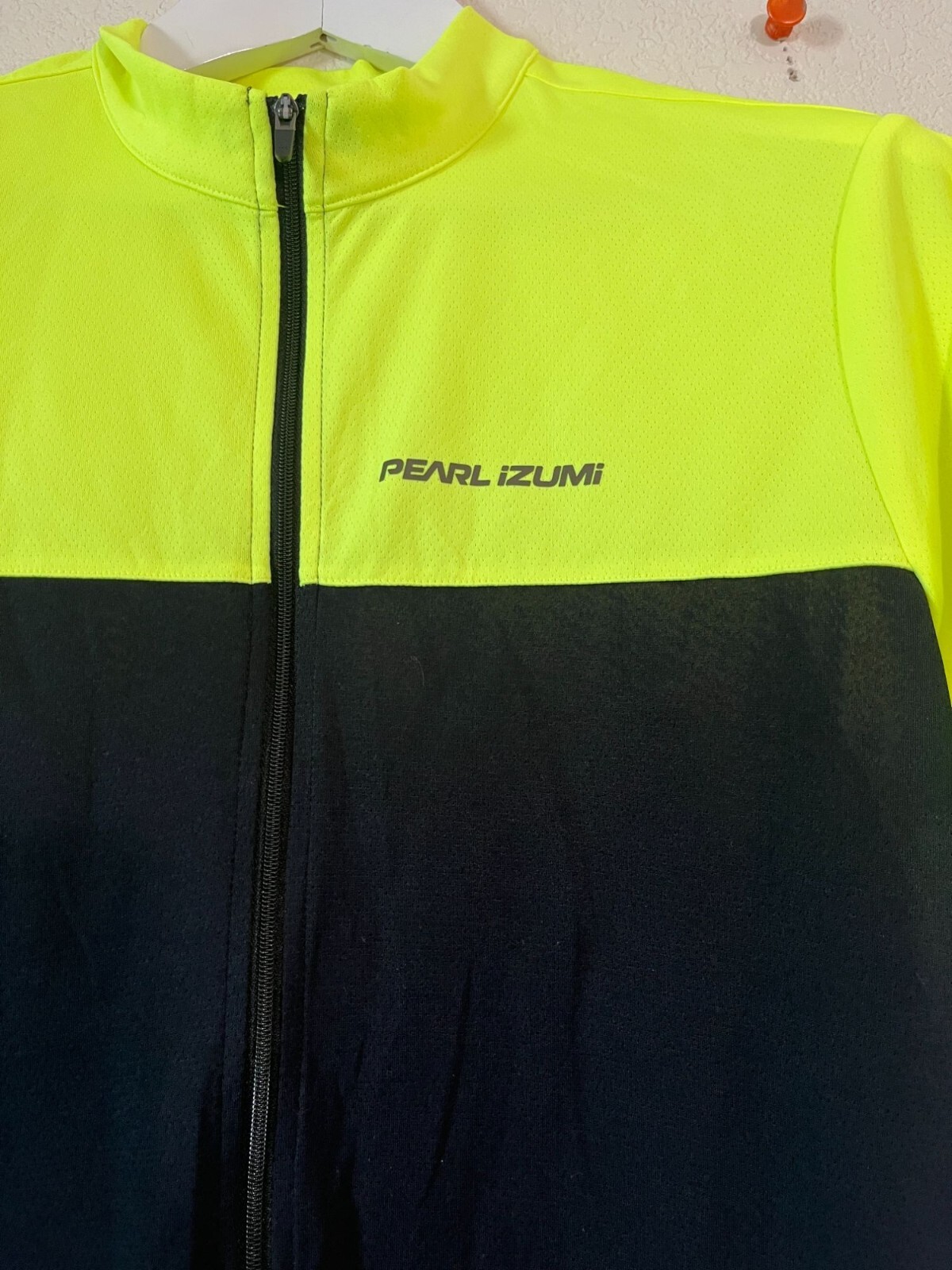 Pearl Izumi Mens Cycling Jersey Medium Neon Yellow Black Short Sleeve Full Zip