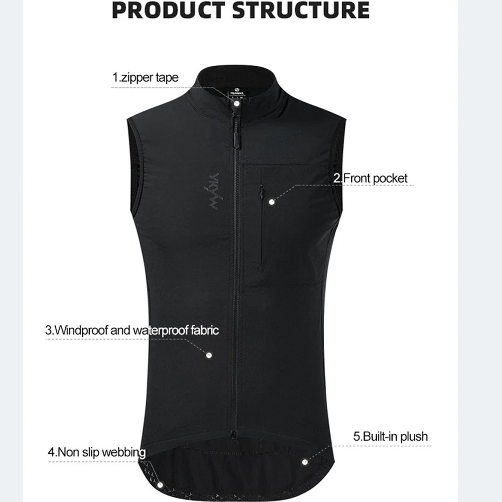 YKYWBIKE Mens Windproof Cycling Vest Thermal MTB Bike Gilet Sleeveless Jacket