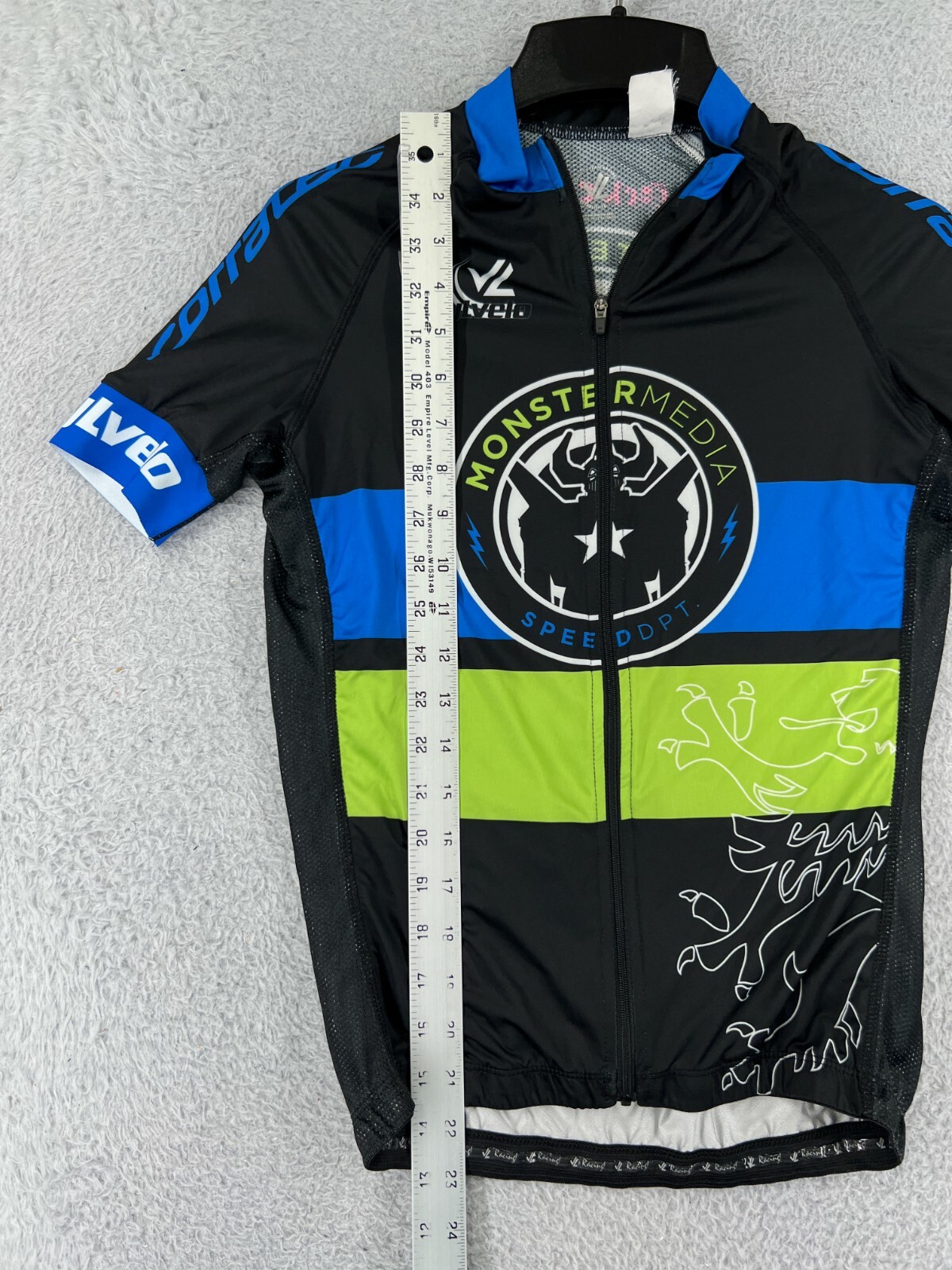 Jlvelo Cycling Jersey Adult Small Black Blue Green Monster Media Full Zip Pocket