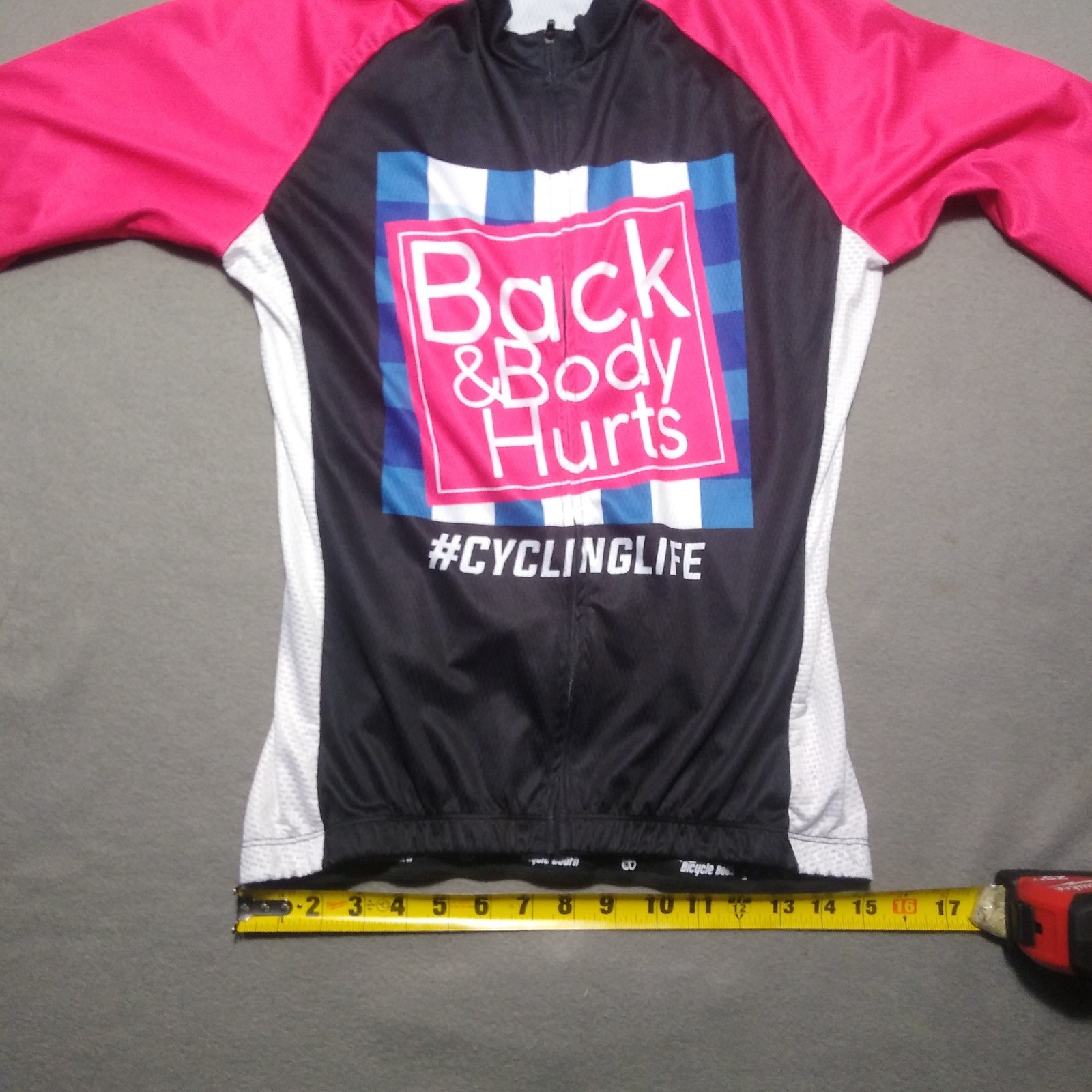 Bicycle Booth Cycling Jersey Shirt Womens Large Full Zip Back and Body
