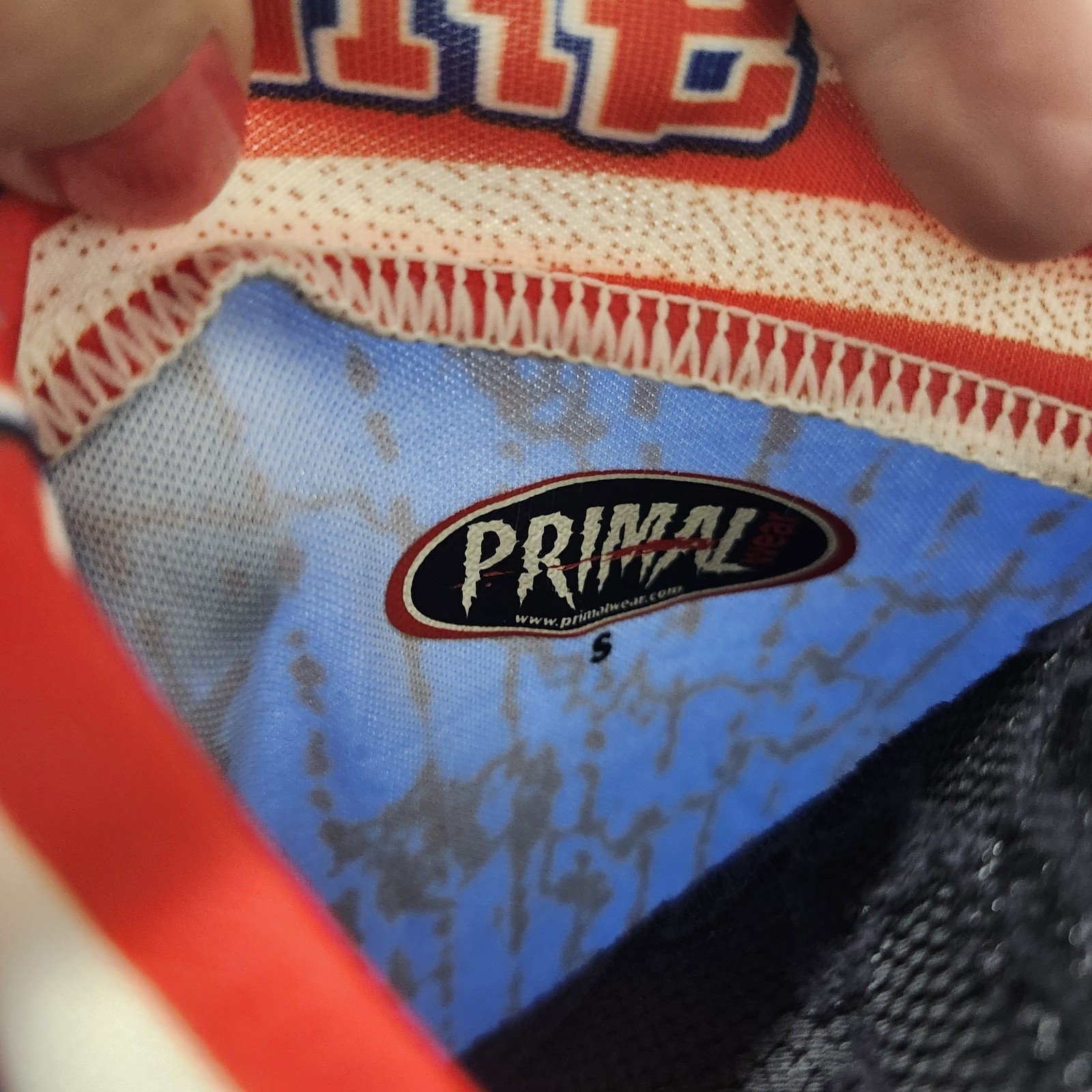 Primal Wear Cycling Jersey American Flag Blue Flame Patriotic Athletic Small