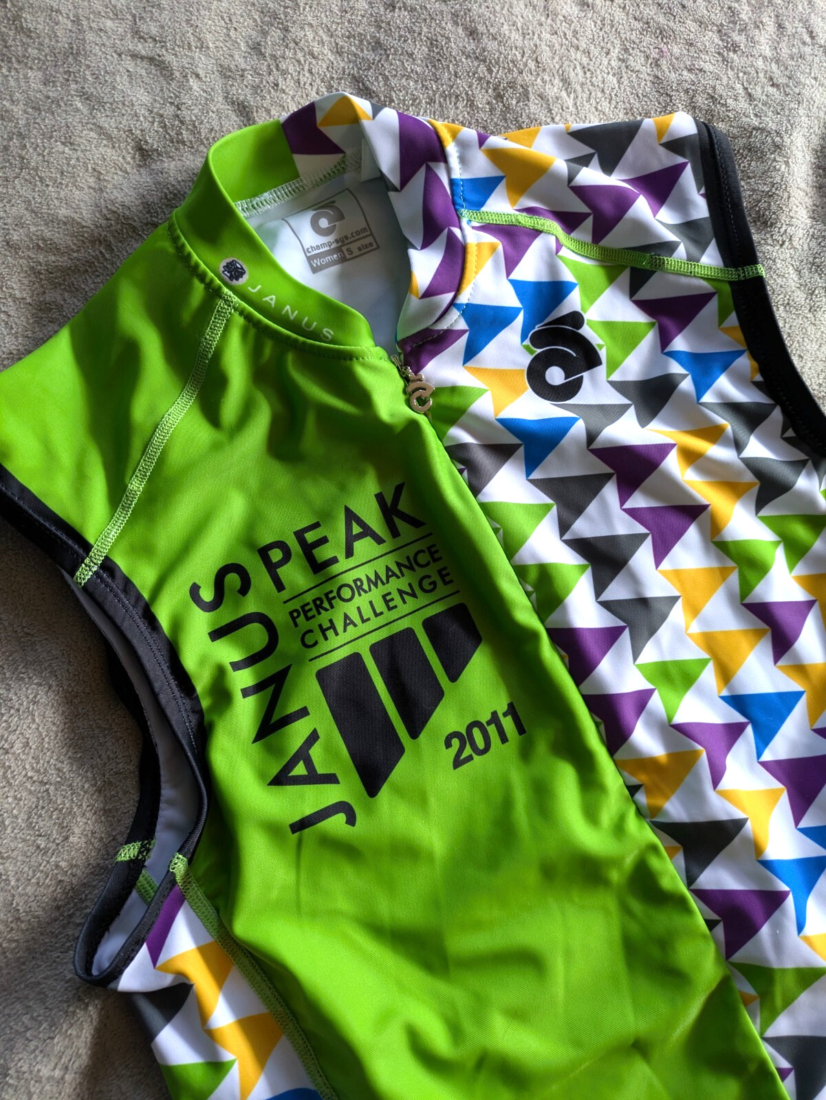 CHAMPION SYSTEM Triathlon Tri Jersey Womens S Cycling Sleeveless Green White
