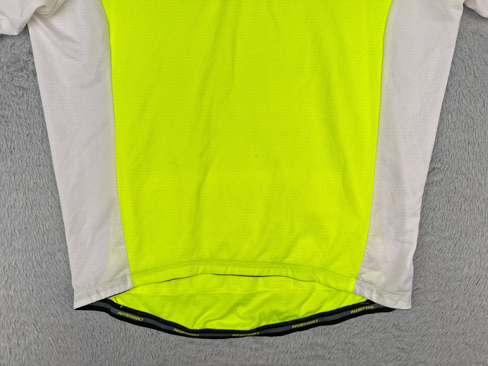 Nishiki Cycling Jersey Adult Large Yellow White 1/4 Zip 100% Polyester Pockets