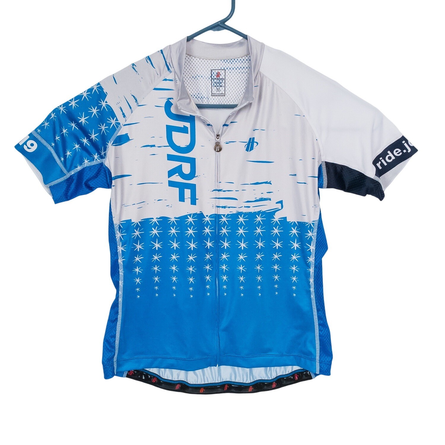 Hincapie Cycling Jersey Womens XL Blue White JDRF Norvo Nordisk Charity Full Zip