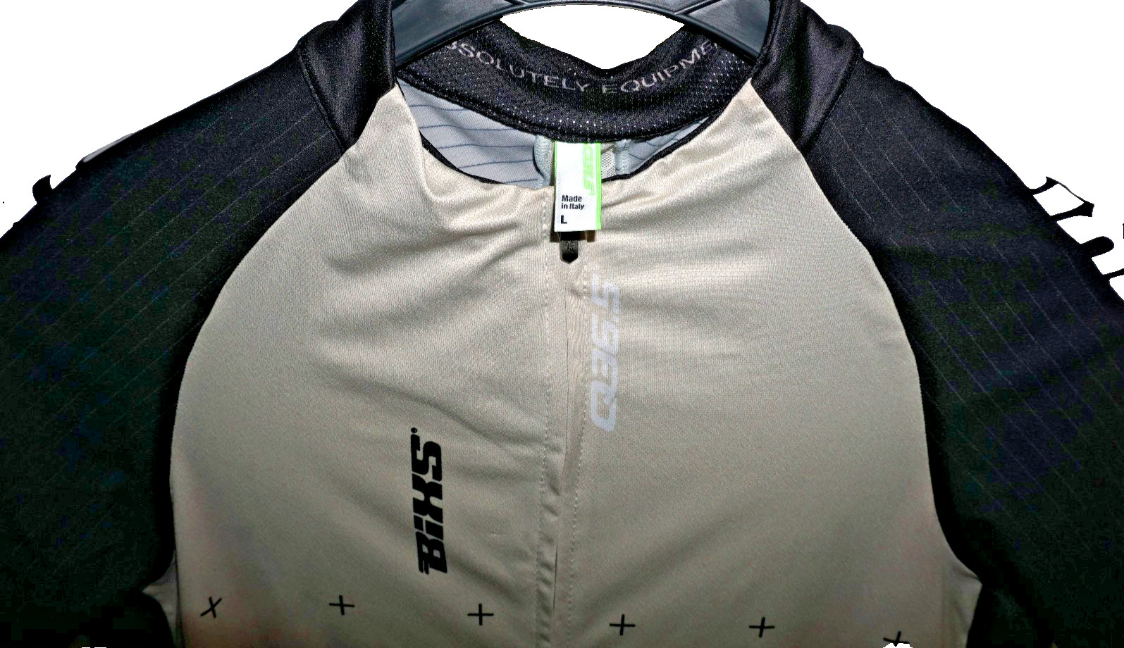Q36.5 Cycling Jersey Beige Black Aero Race Fit Full Zip Short Sleeve Men’s L
