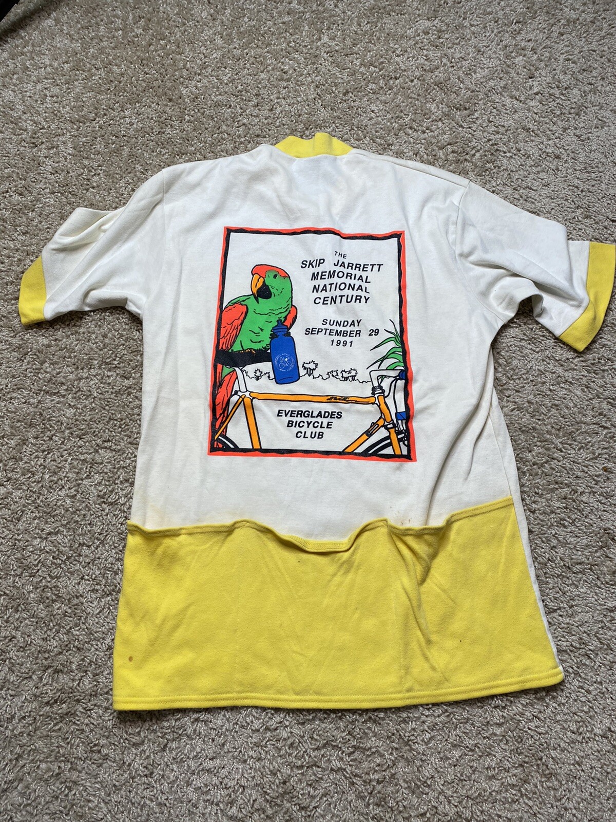 VINTAGE Everglades Bicycle Club Miami 1991 Cycling Jersey Men Neon USA 90s