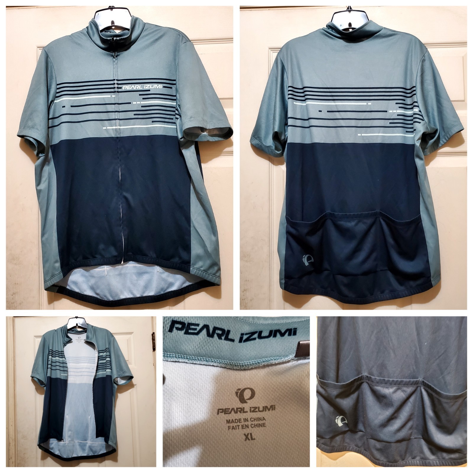 Pearl Izumi Jersey Mens XL Blue Green Cycling Biking Full Zip Performance Jacket