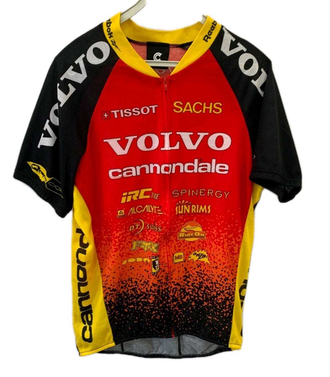 Vtge 90s Cannondale Volvo MTB Cycling Jersey Made in USA Mens L Red Yellow#244
