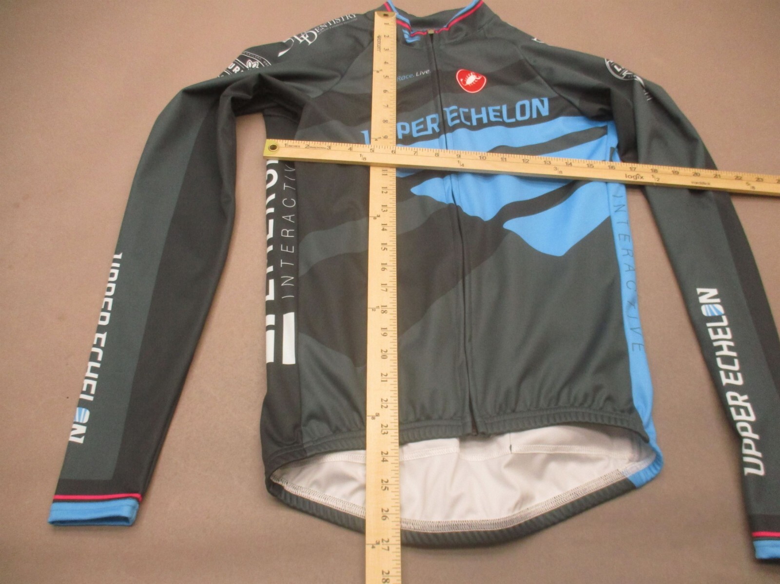 CASTELLI Size L Womens Gray Full Zip High Neck Long Sleeve Cycling Jersey 487