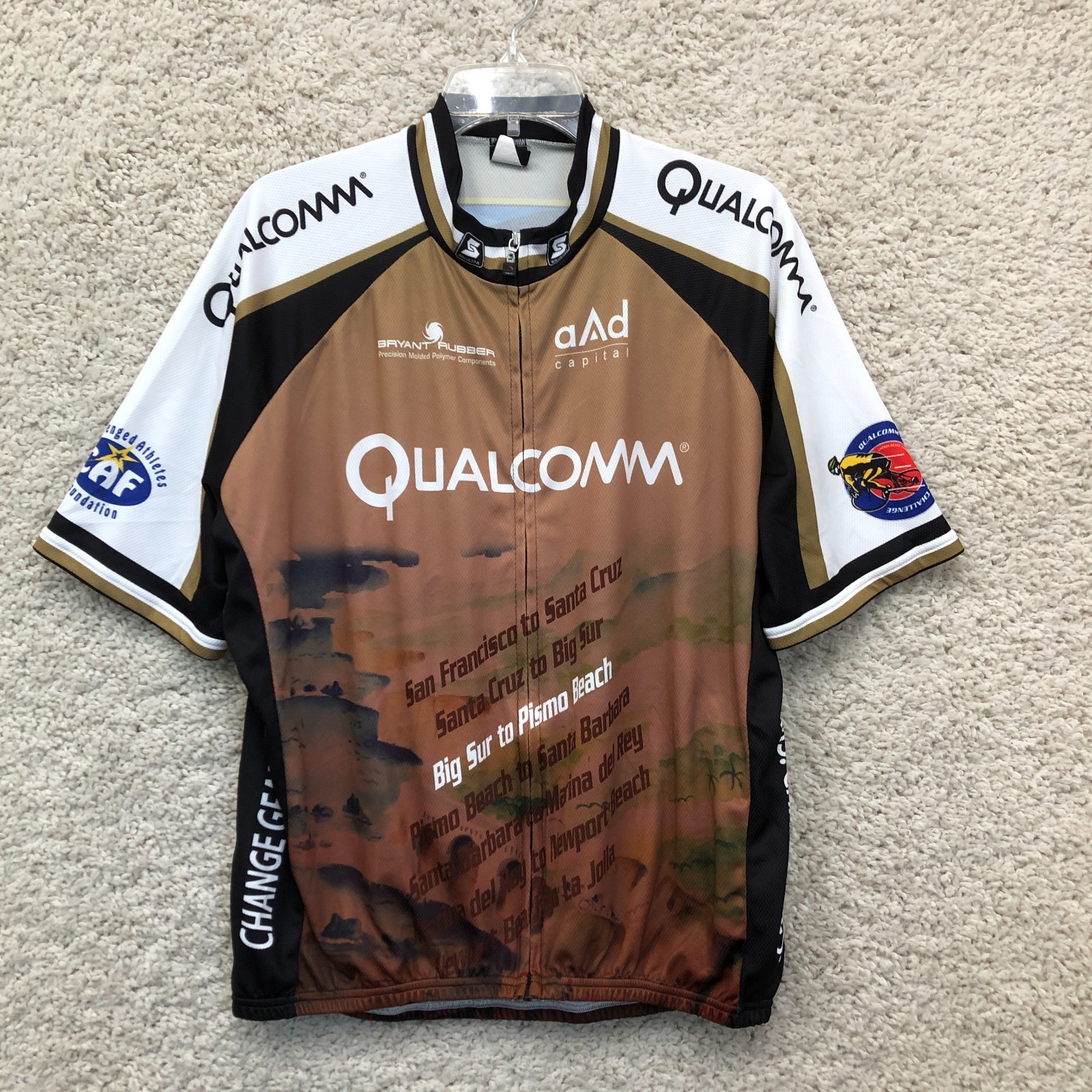 Squadra Qualcomm Cycling Jersey 3XL Adult Brown Relaxed Fit Full Zip Mens XXXL