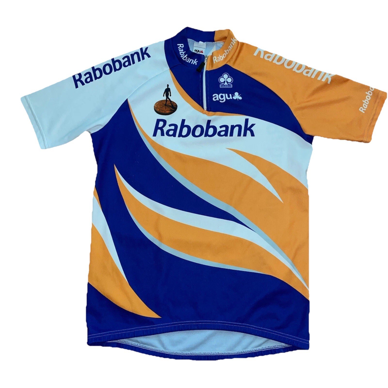 AGU Cycling Bike Orange Blue Athletic Compression Jersey Made In Italy Mens M