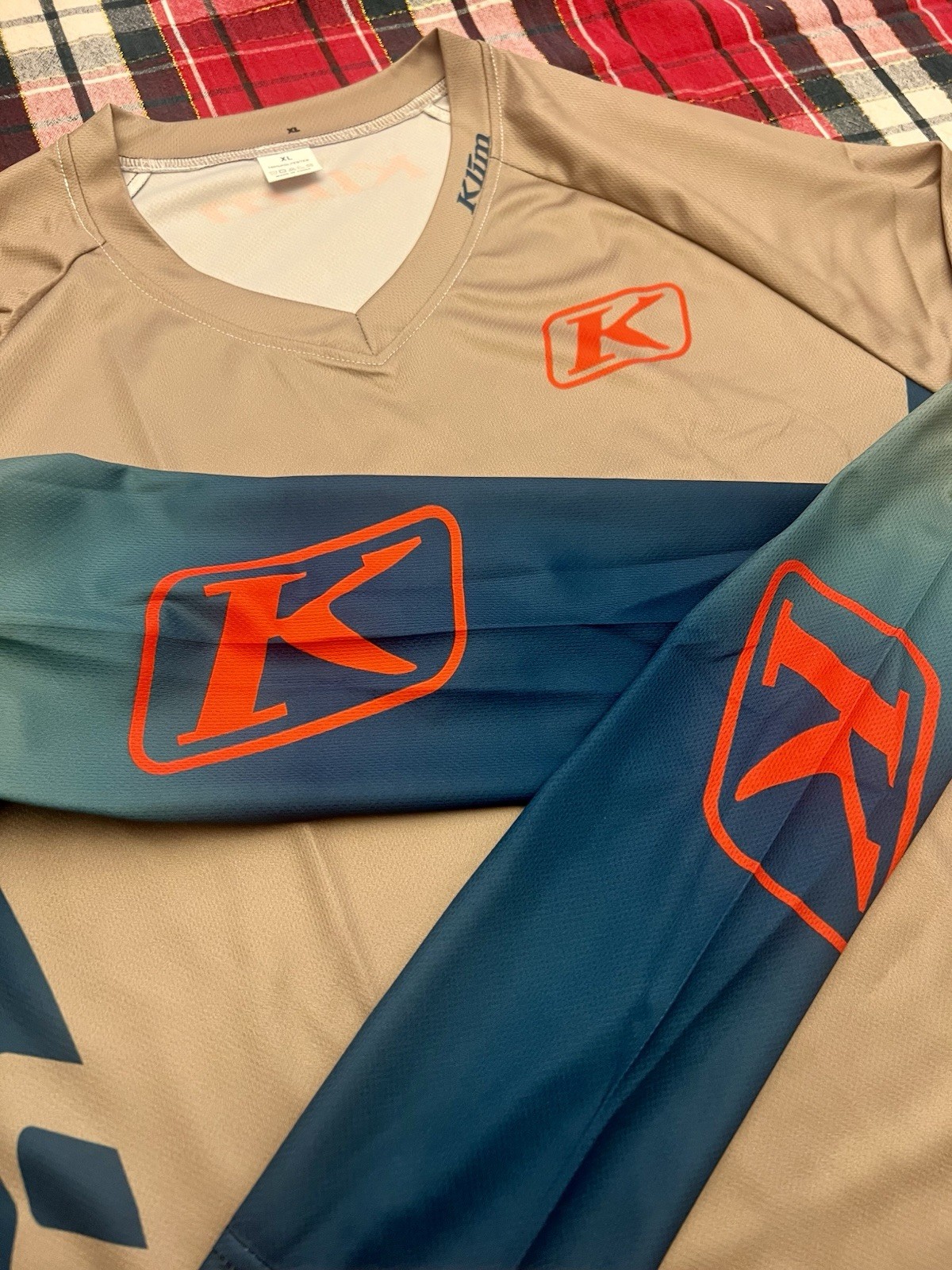 Klim Men’s XC Lite Long Sleeve Shirt/Jersey/Tan/Blue/Red/Size Large