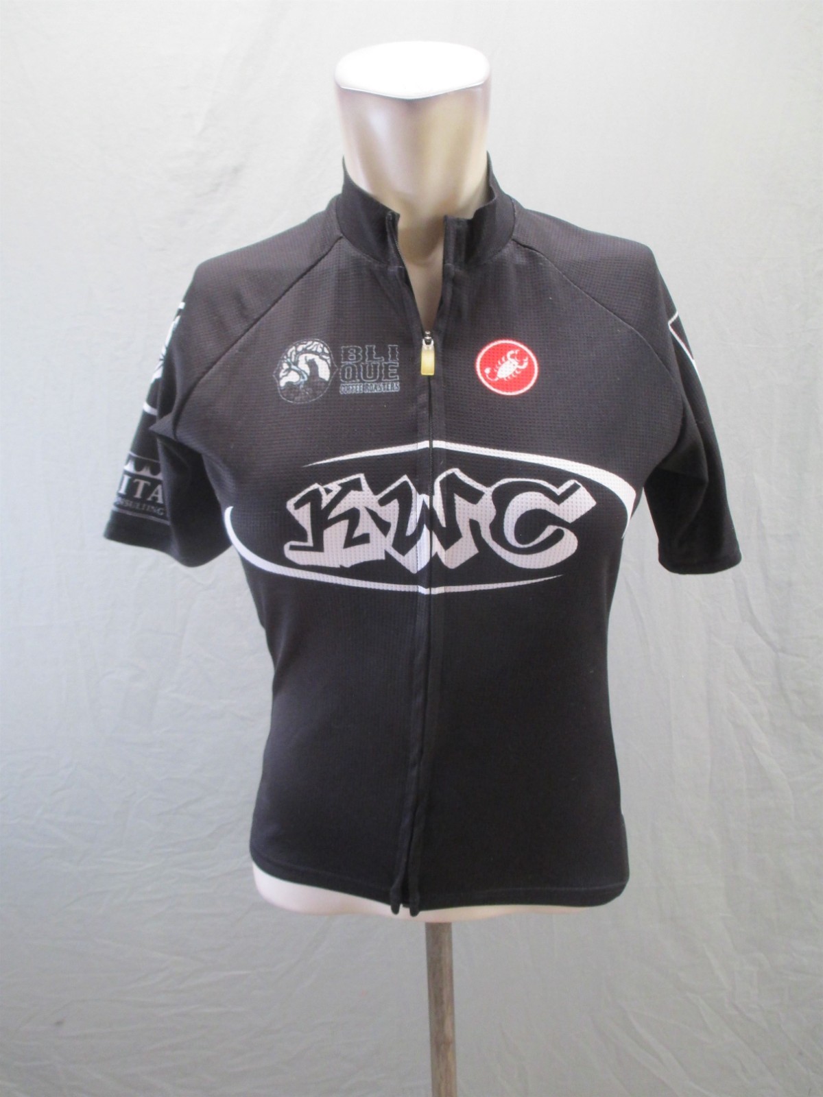 Castelli Size M Womens Black Cycling Drop Tail Compression Full Zip Jacket 605