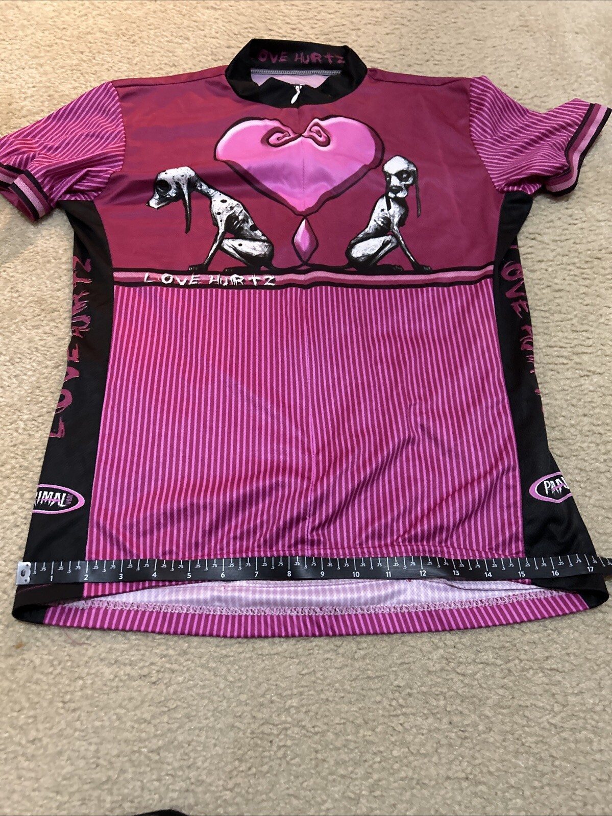 Primal Wear Womens 3/4 Zip Cycling Jersey Love Hurtz Heart Greyhound Dog Size XL