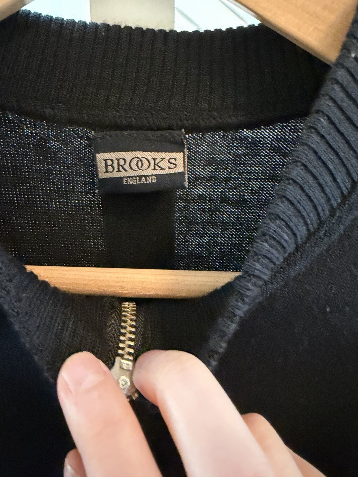 VINTAGE Brooks England L’Eroica Cycling Jersey XL Black/Tan Merino Wool 1/4 Zip