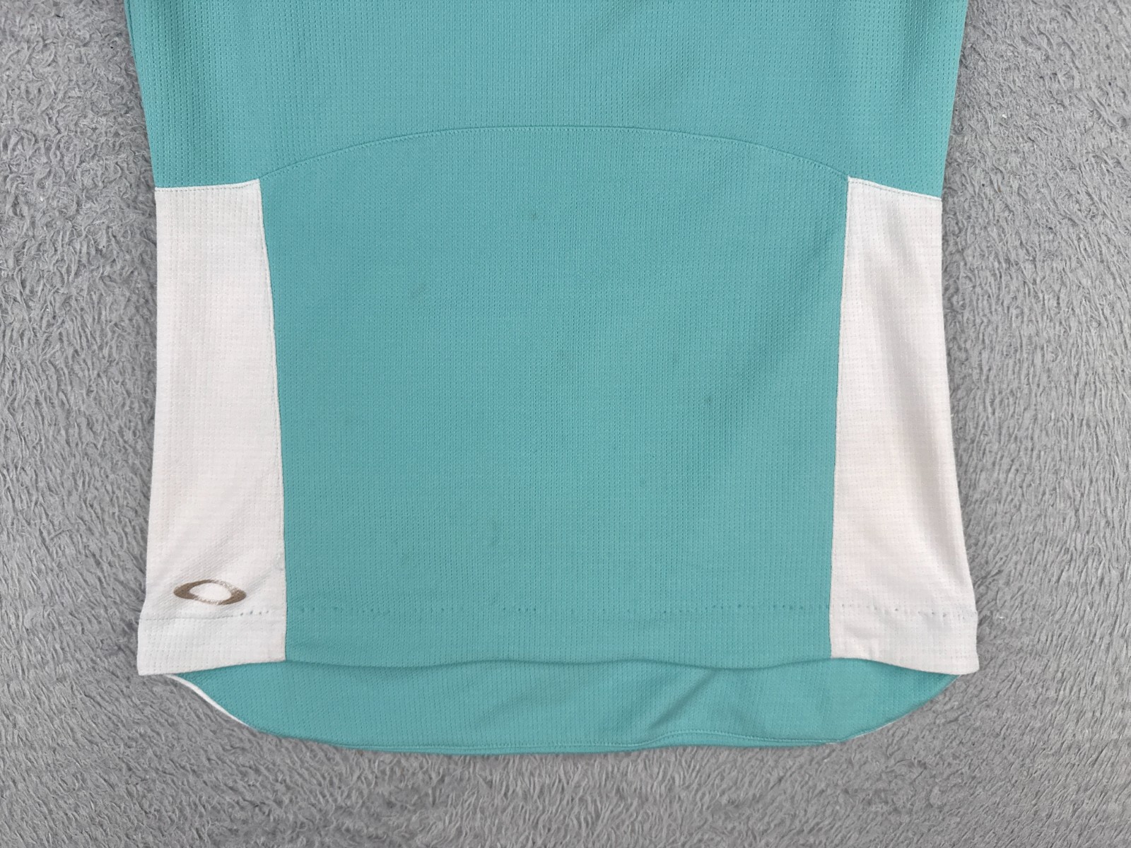 Oakley Cycling Jersey Women Small Teal White Tank Sleeveless Rear Pockets Poly