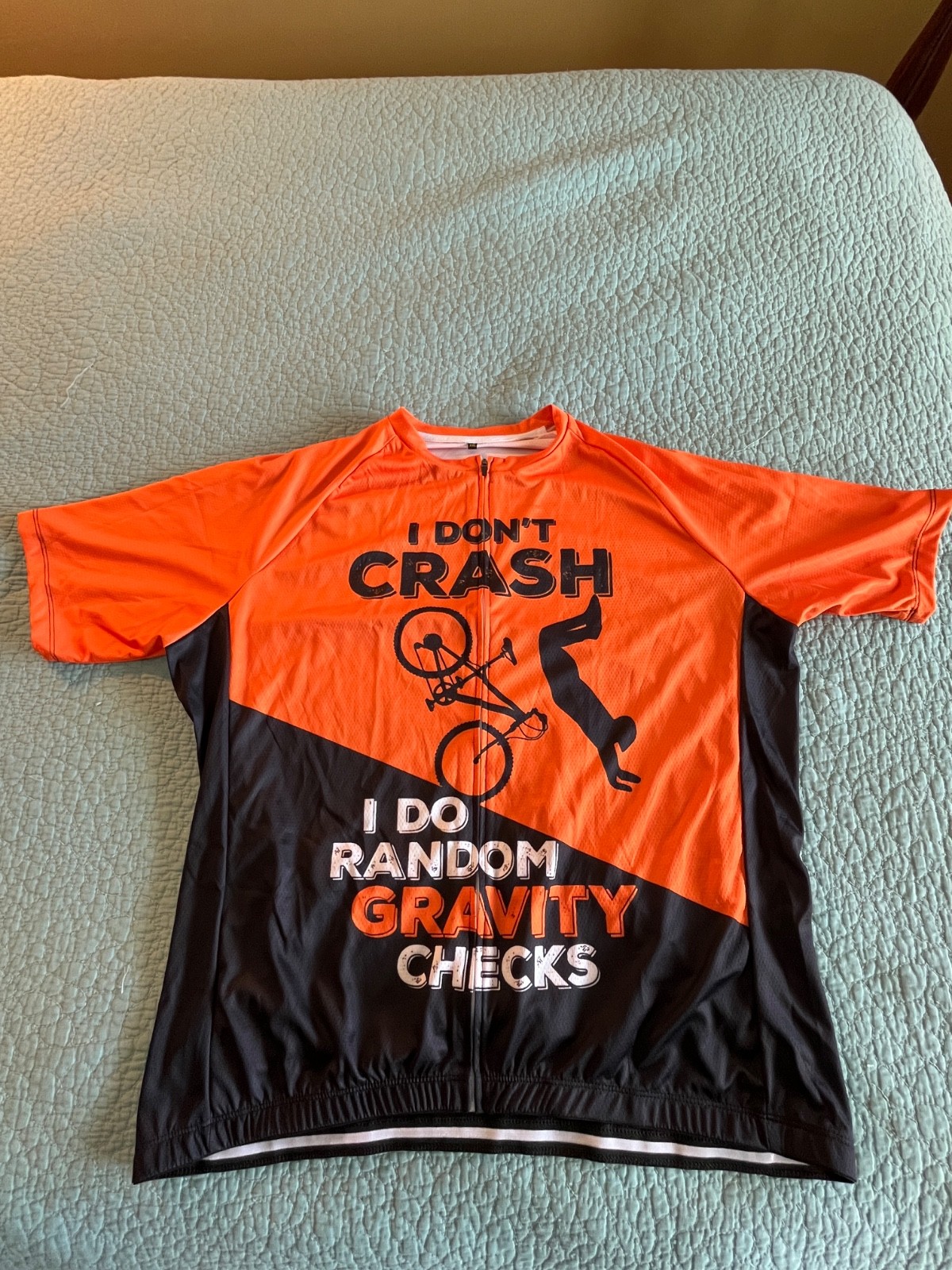 Men’s XXL Orange/Black I Don’t Crash short sleeve full zip cycling jersey