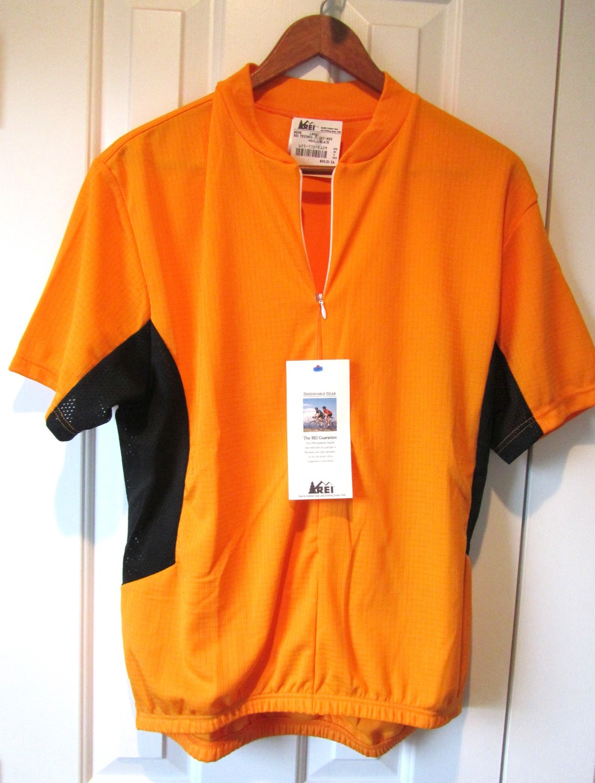 Rare Vintage REI Trionfo Men’s Cycling Jersey, Gold/Black (Orange), USA – NWT