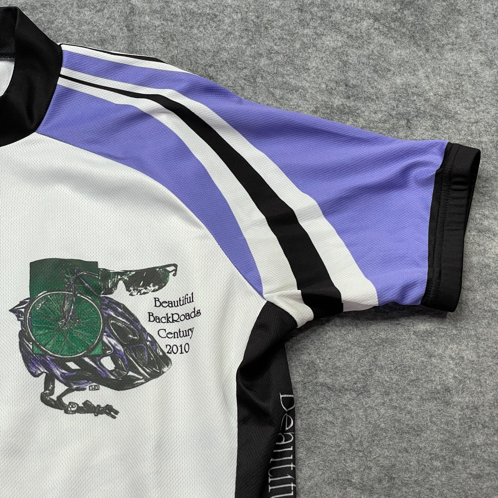 Peak 1 Sports Cycling Jersey Men M White Purple Black Zip Pockets Unisex
