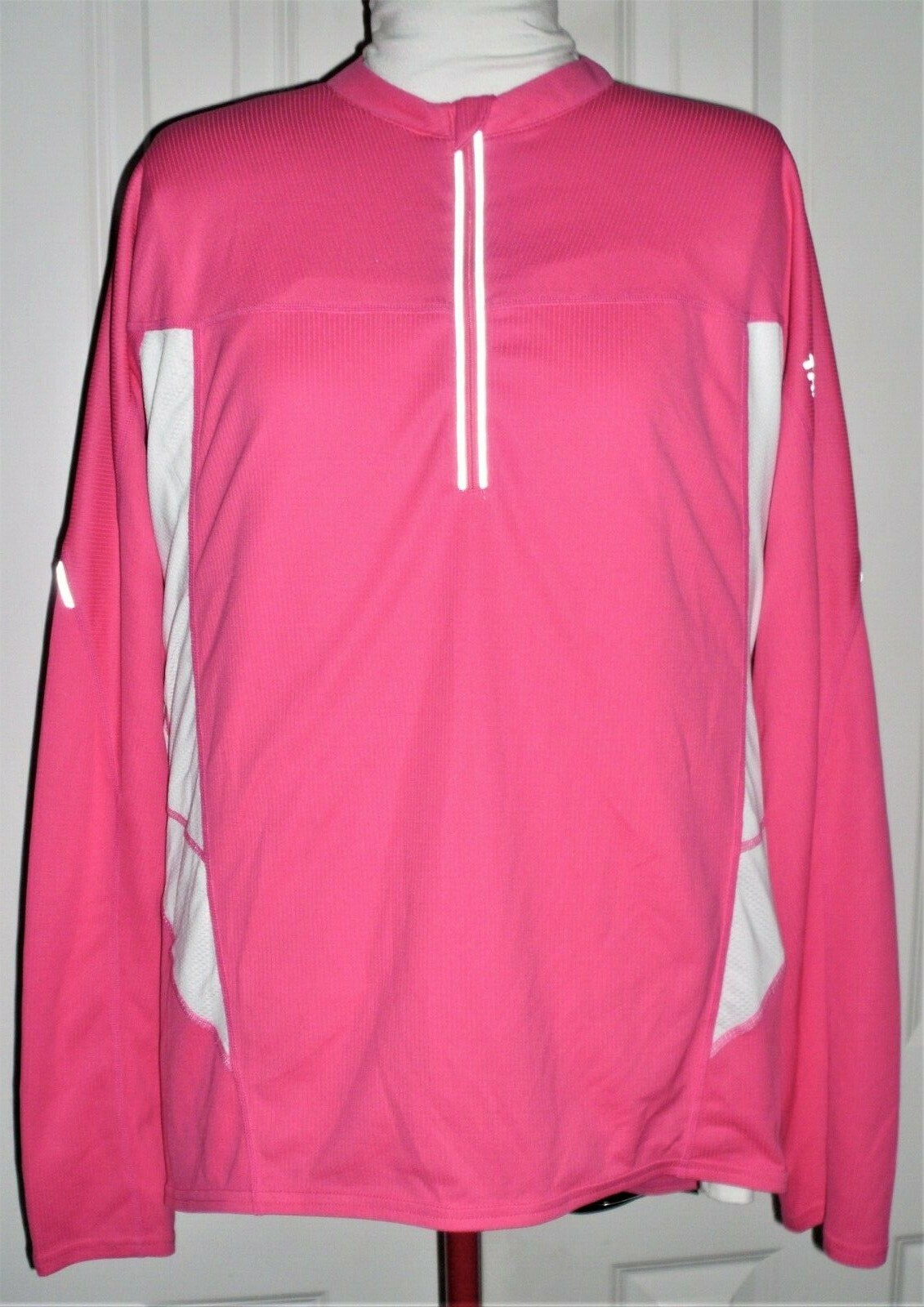 TRAYL WOMEN’S 1/4 ZIP CYCLING JERSEY JACKET REFLECTIVE PINK & WHITE SIZE XL