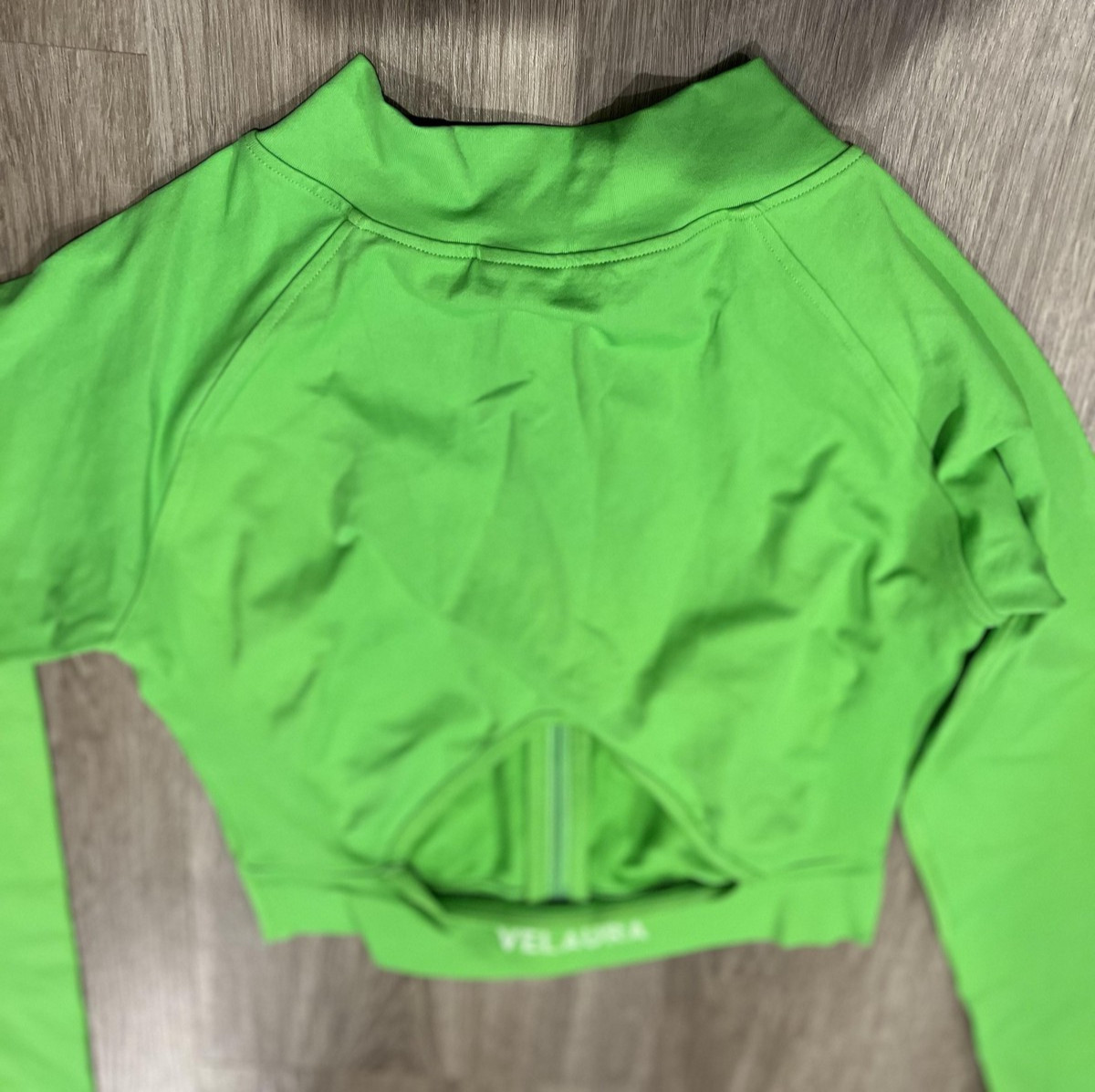 Velaura Zip Up Womens Medium Green slim fit high neck crop countour enhanced fit