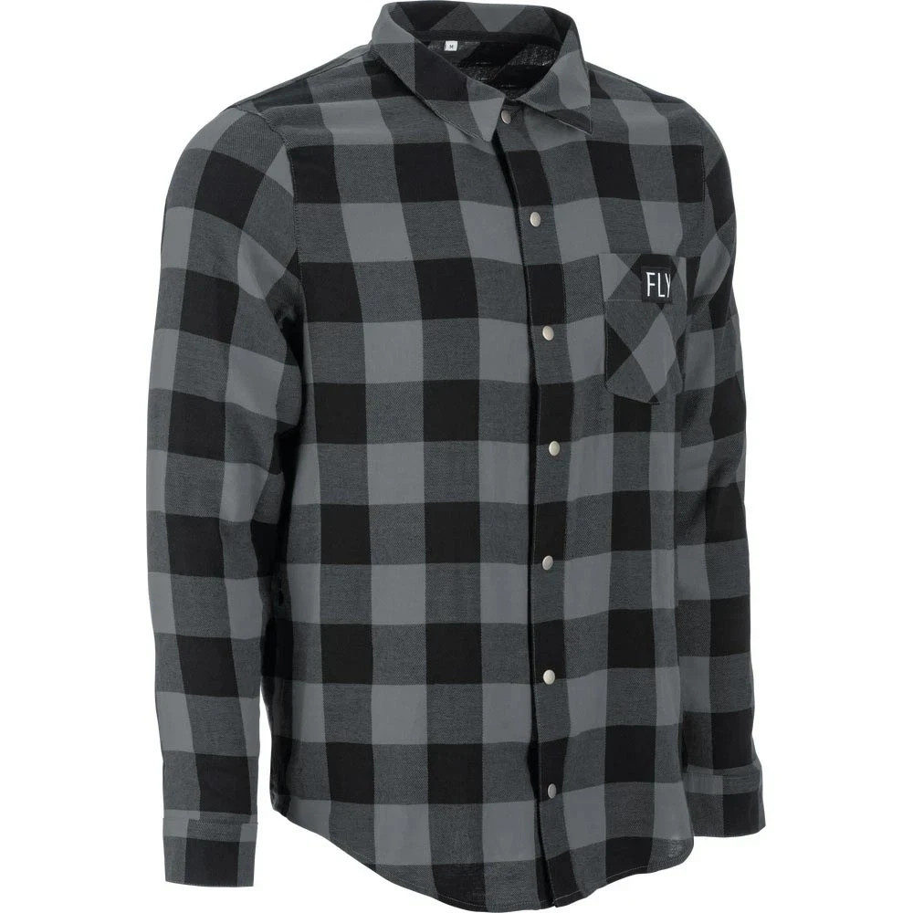 Fly Racing Tek Flannel Long Sleeve Jersey – Black / Grey – XXL – MTB – BMX
