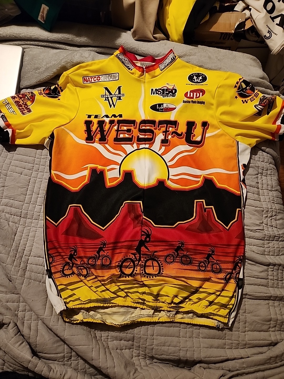 Hot Shoppe Team West U Cycling Jersey Yelloow Black and Red Size L