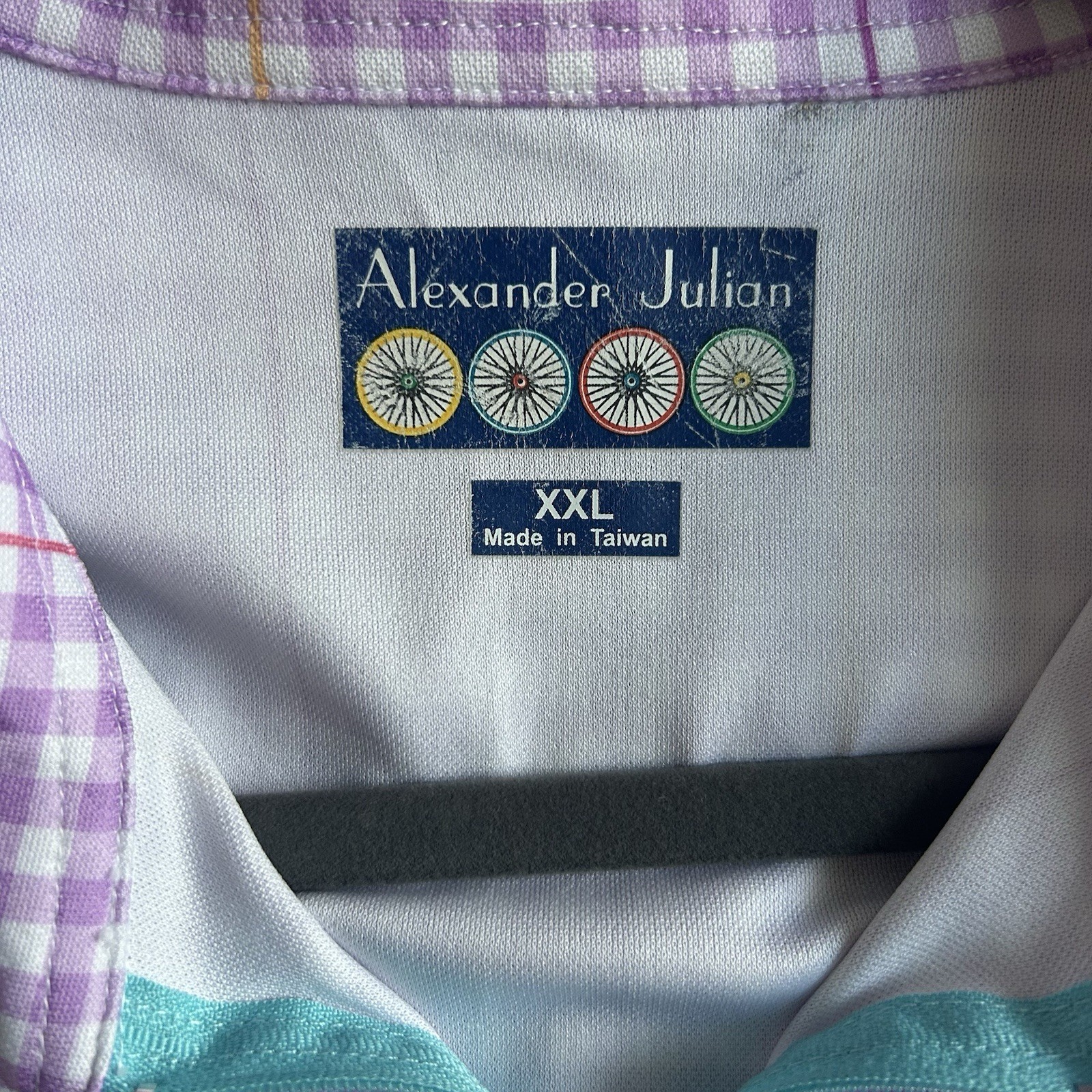 Alexander Julian Women’s XXL Cycling Jersey 1/4 Zip Multicolor Check Back Pocket