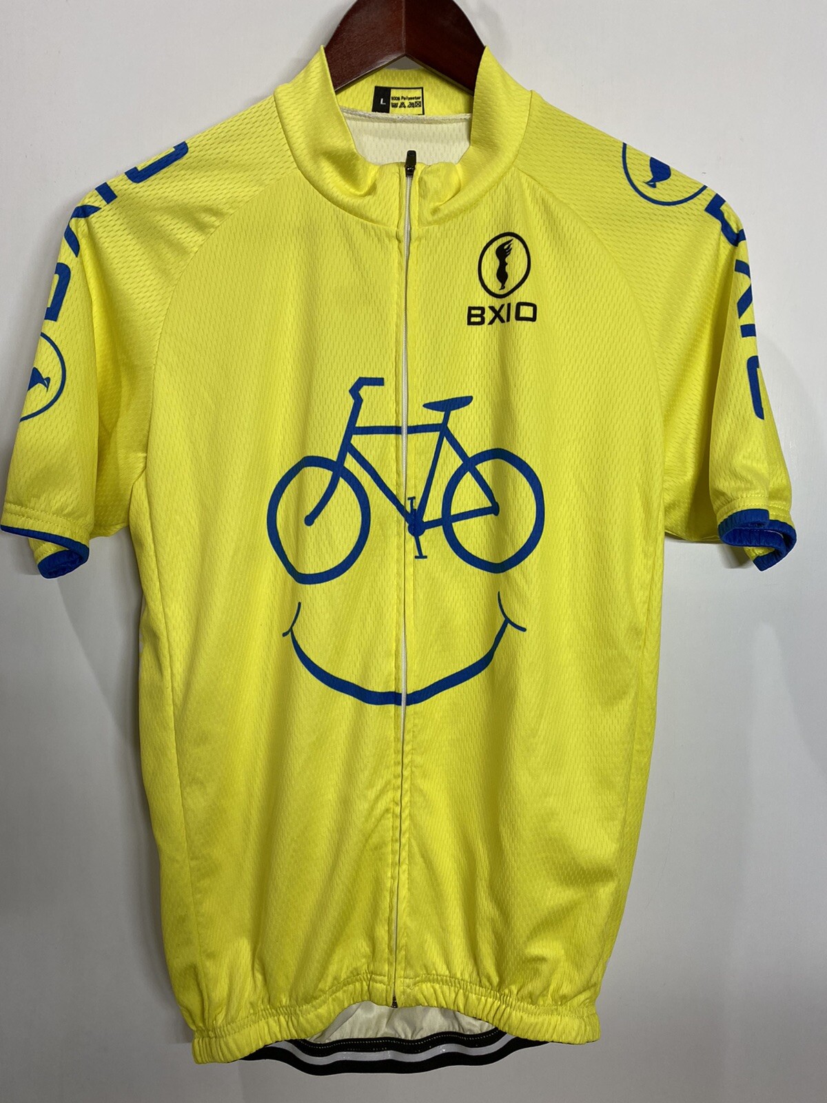 BXIO Cycling Jersey Full Zip 3 Back Pockers Yellow Size L ( Pit.21 Length 24in.)