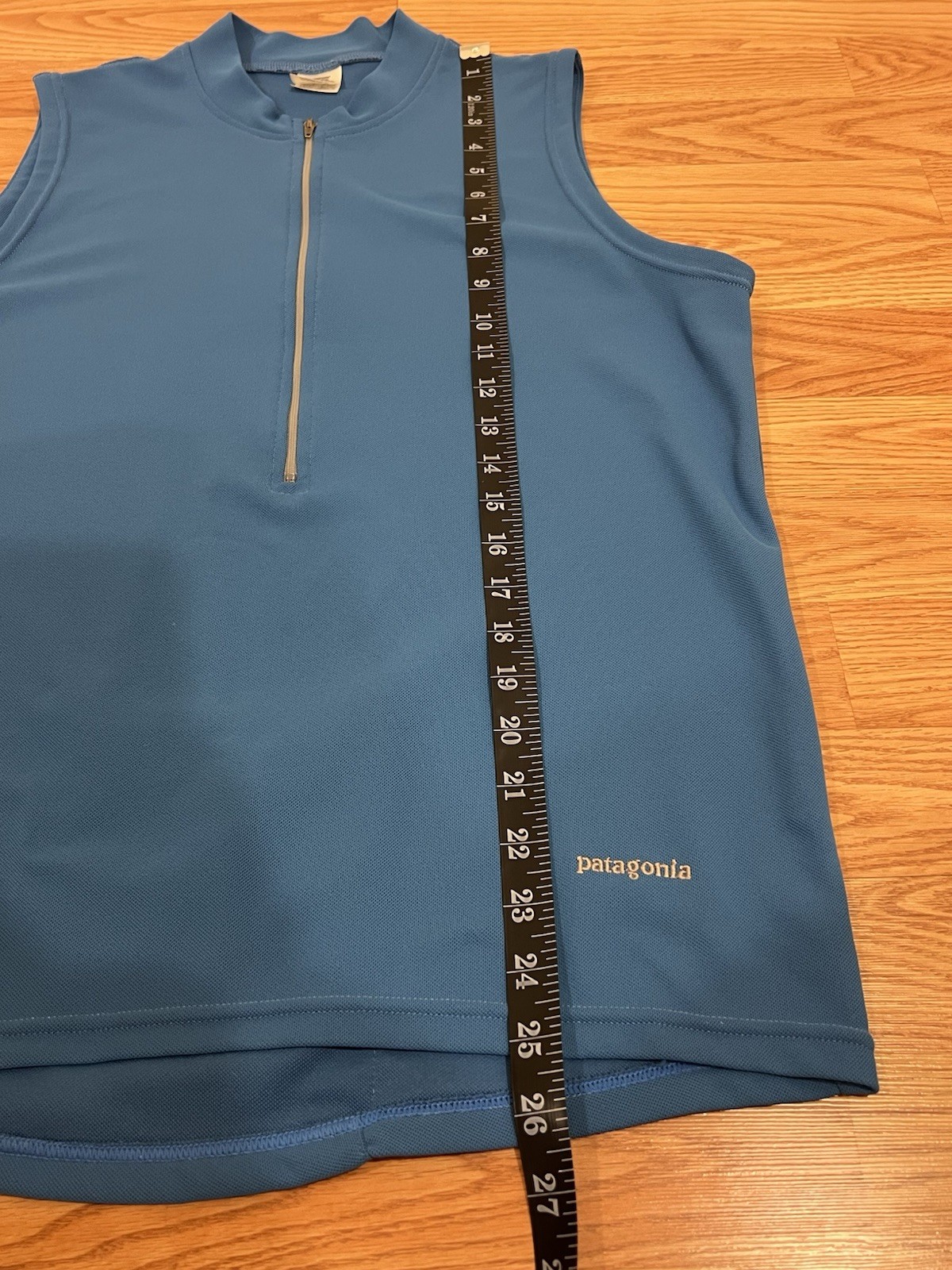 Patagonia Men’s Blue Sleeveless Cycling Jersey Tank M 1/4 Zip Back Pocket