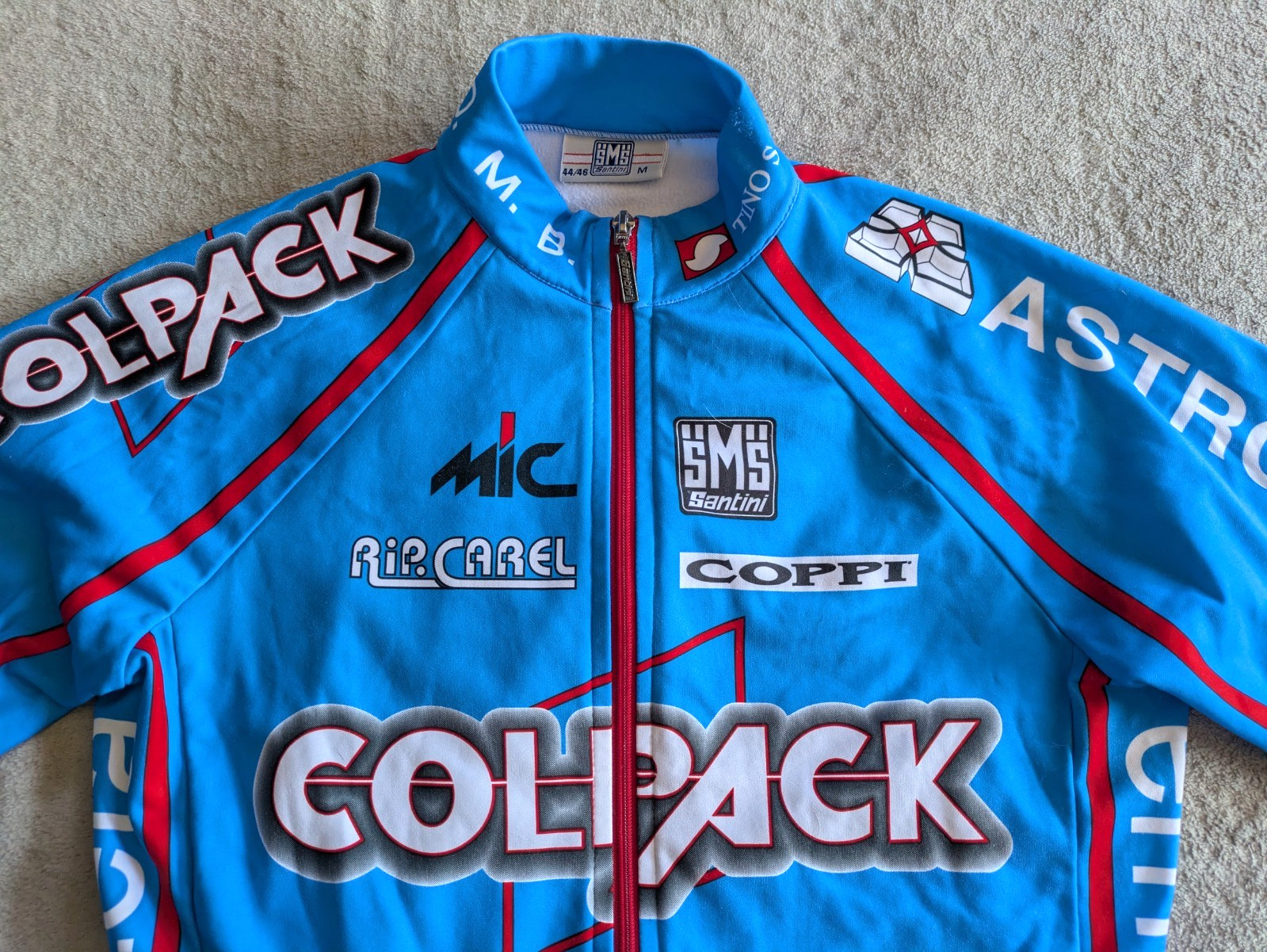 SANTINI SMS Long Sleeved Fleece Lined Cycling Jersey Mens M Jacket Blue