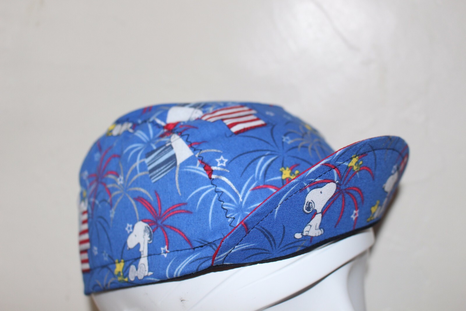 CYCLING CAP SNOOPY I AM AMERICAN 100% COTTON HANDMADE IN USA S M L