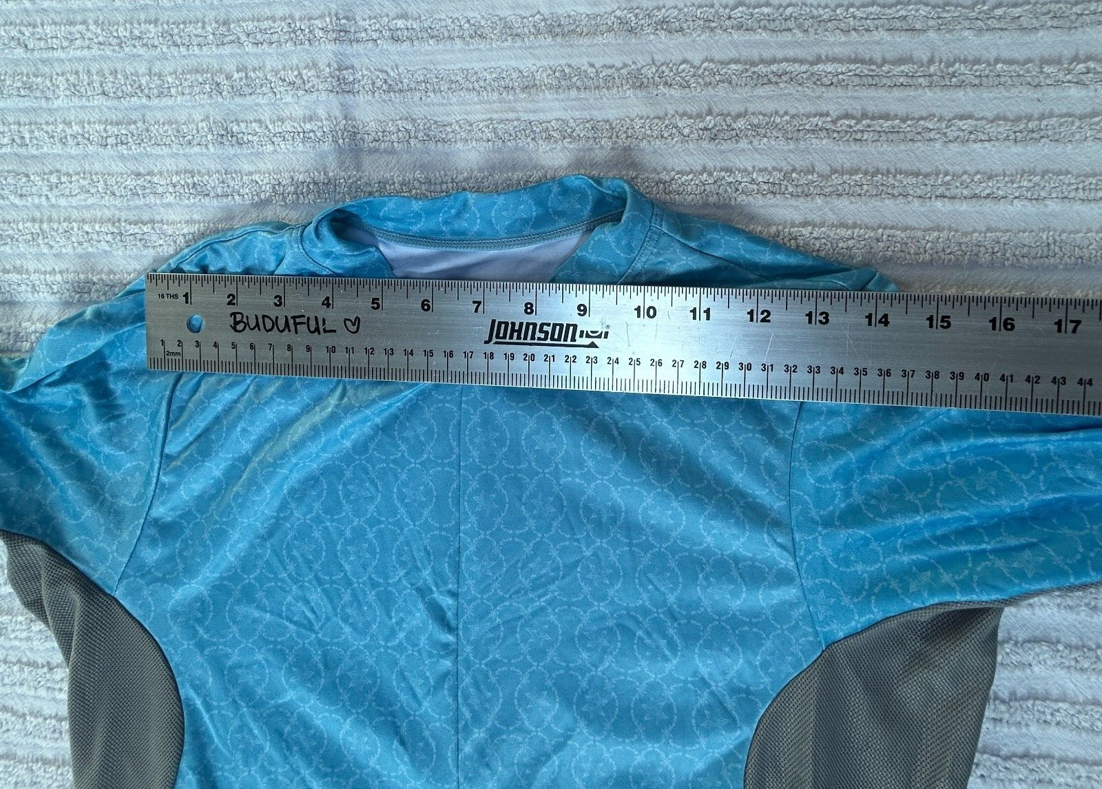 Novara Womens 3/4 Zip Cycling Jersey Shirt Large Short Sleeve Blue Gray Pockets