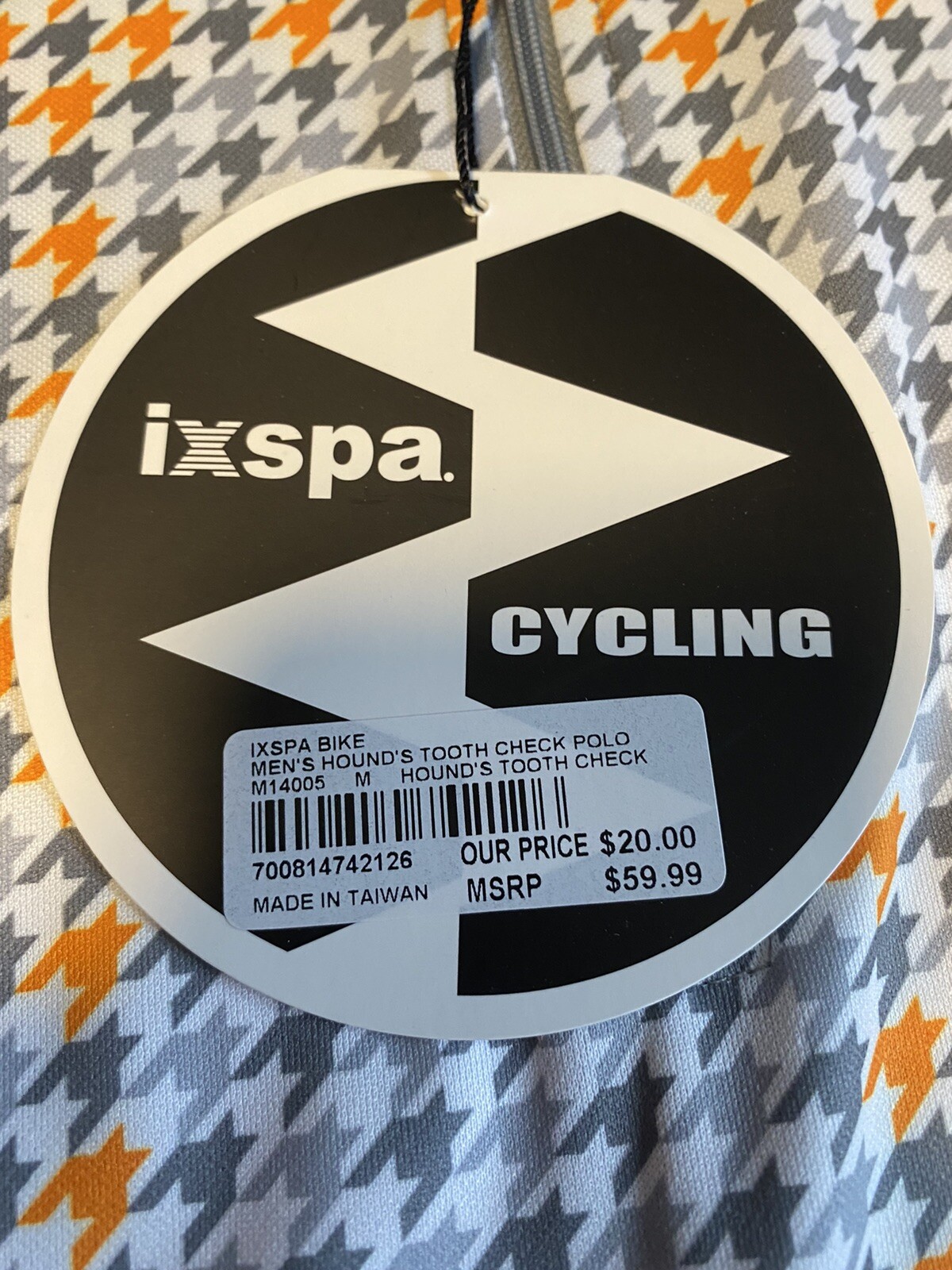 NWT Ixspa Hound Tooth Check Polo Cycling Shirt 1/4 Zip Mens Size Medium M NEW
