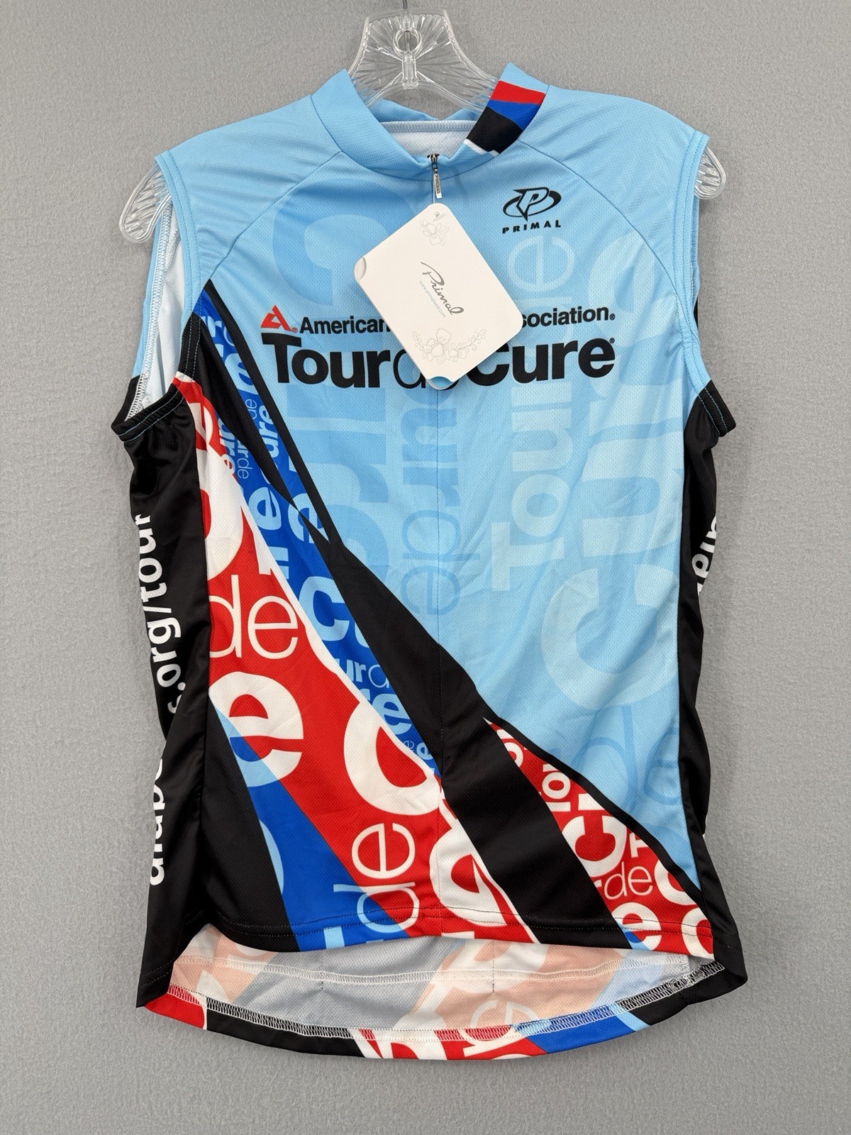 Primal Tour De Cure American Charity Cycling Jersey Womens XL Raglan Sleeveless