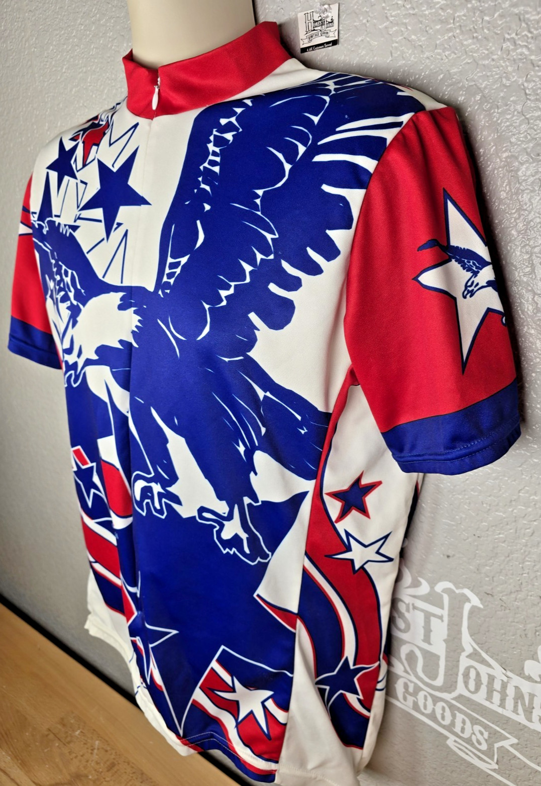 Vintage 90s 00s Performance USA Eagle Patriot Cycling Jersey Mens L Short Sleeve