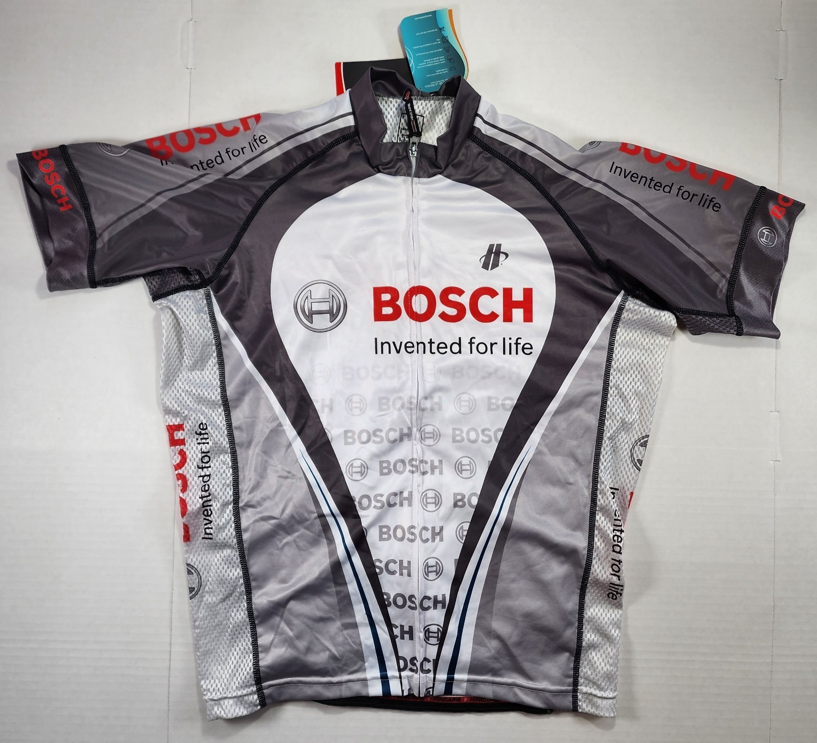 Hincapie Cycling Jersey Mens XL Gray White Graphic Athletic Race Fit Socks Bosch