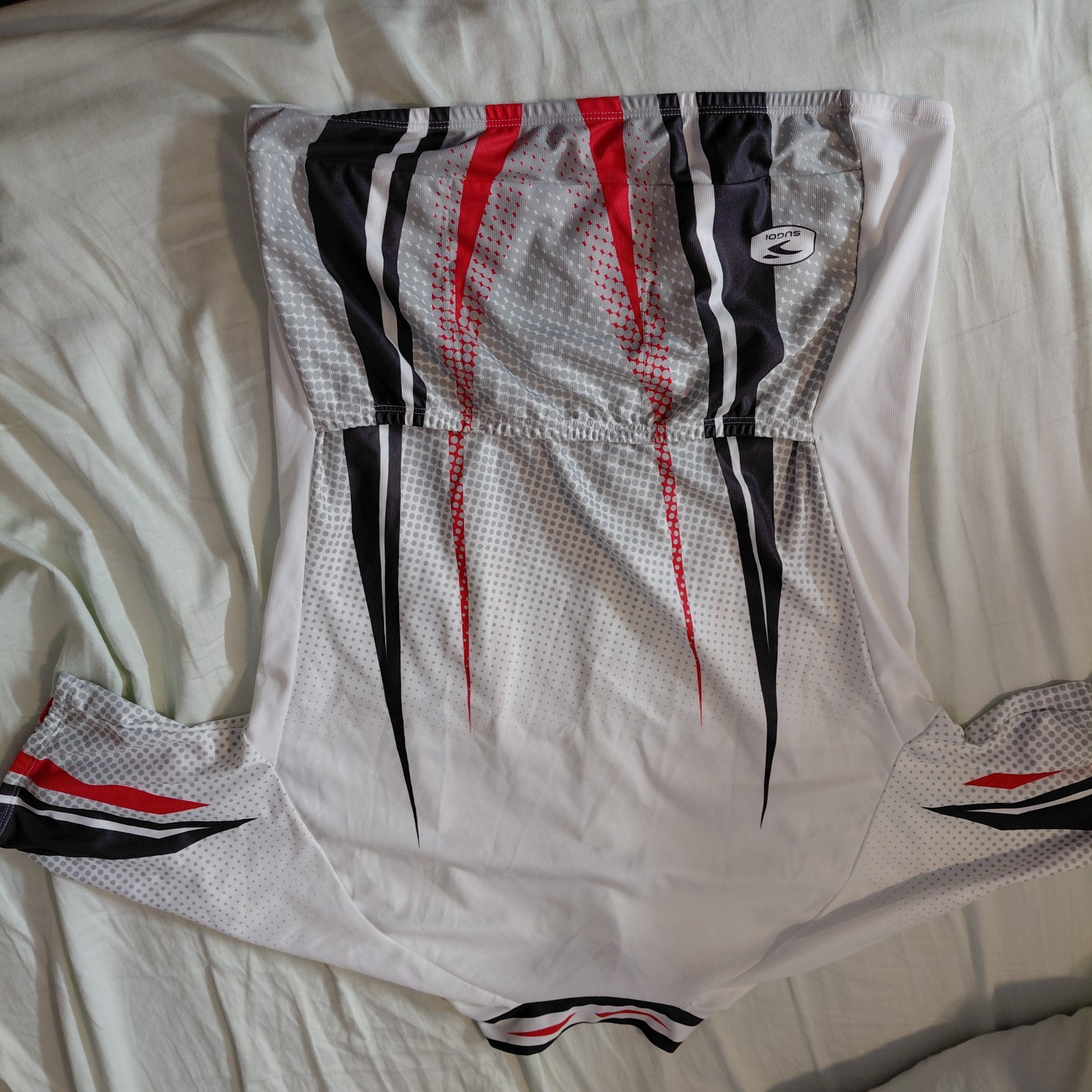 Sugoi Cycling Jersey Mens Large Short Sleeve Mock Neck 1/2 Zip Top Shirt white