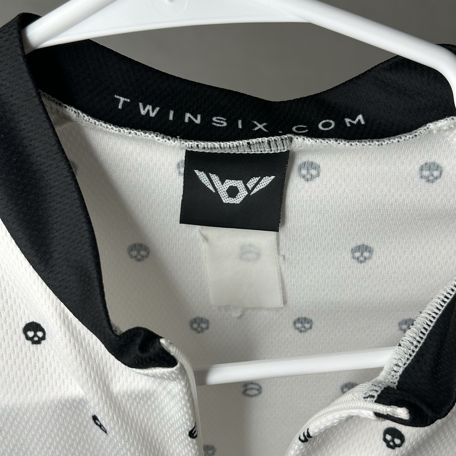 Twin Six Cycling Jersey Womens XL Black White SixSkull Print 1/2 Zip USA Made