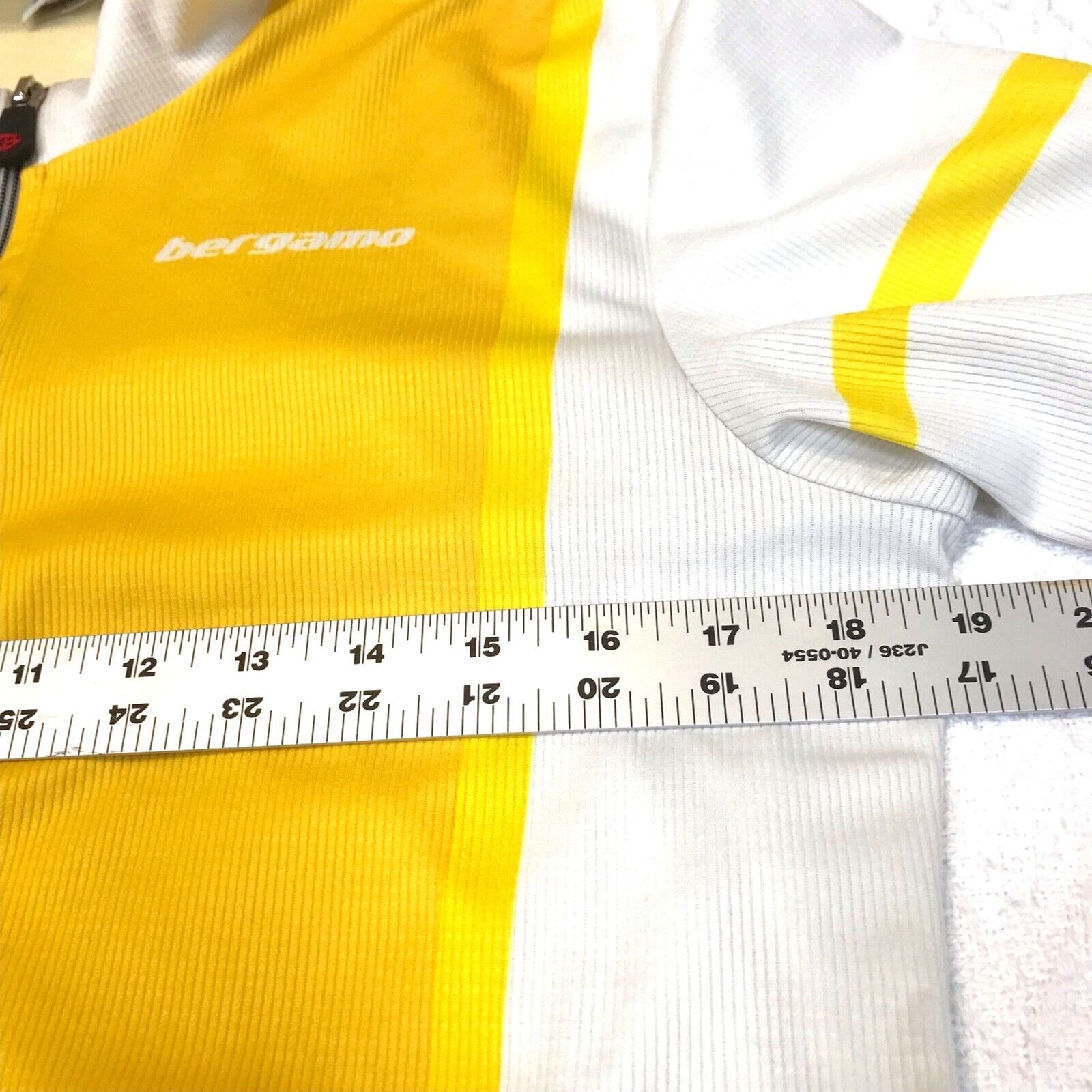 Bergamo MB Cycling Jersey Mens M Yellow Full Zip Pockets Frog Label Made Italy