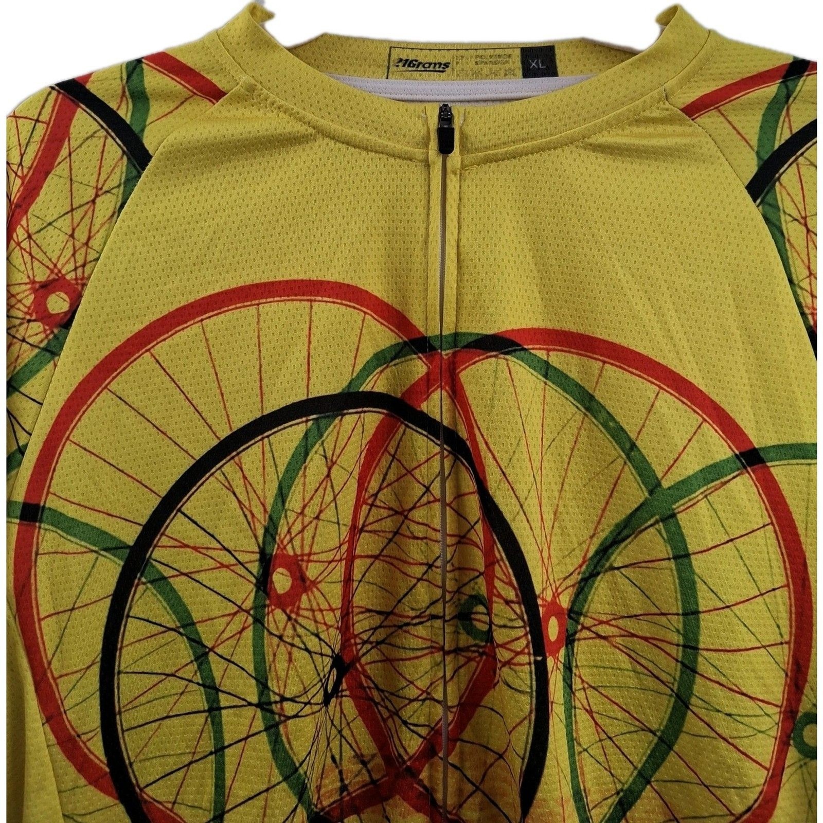 21Grams Cycling Jersey XL Full Zip Bicycle Wheel Graphic Unisex Bike Shirt