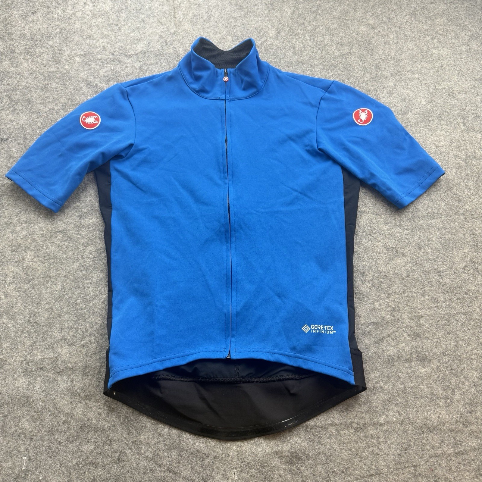 Castelli Rosso Corsa Perfetto Light Cycling Jersey Mens L Blue Gore Tex Infinium
